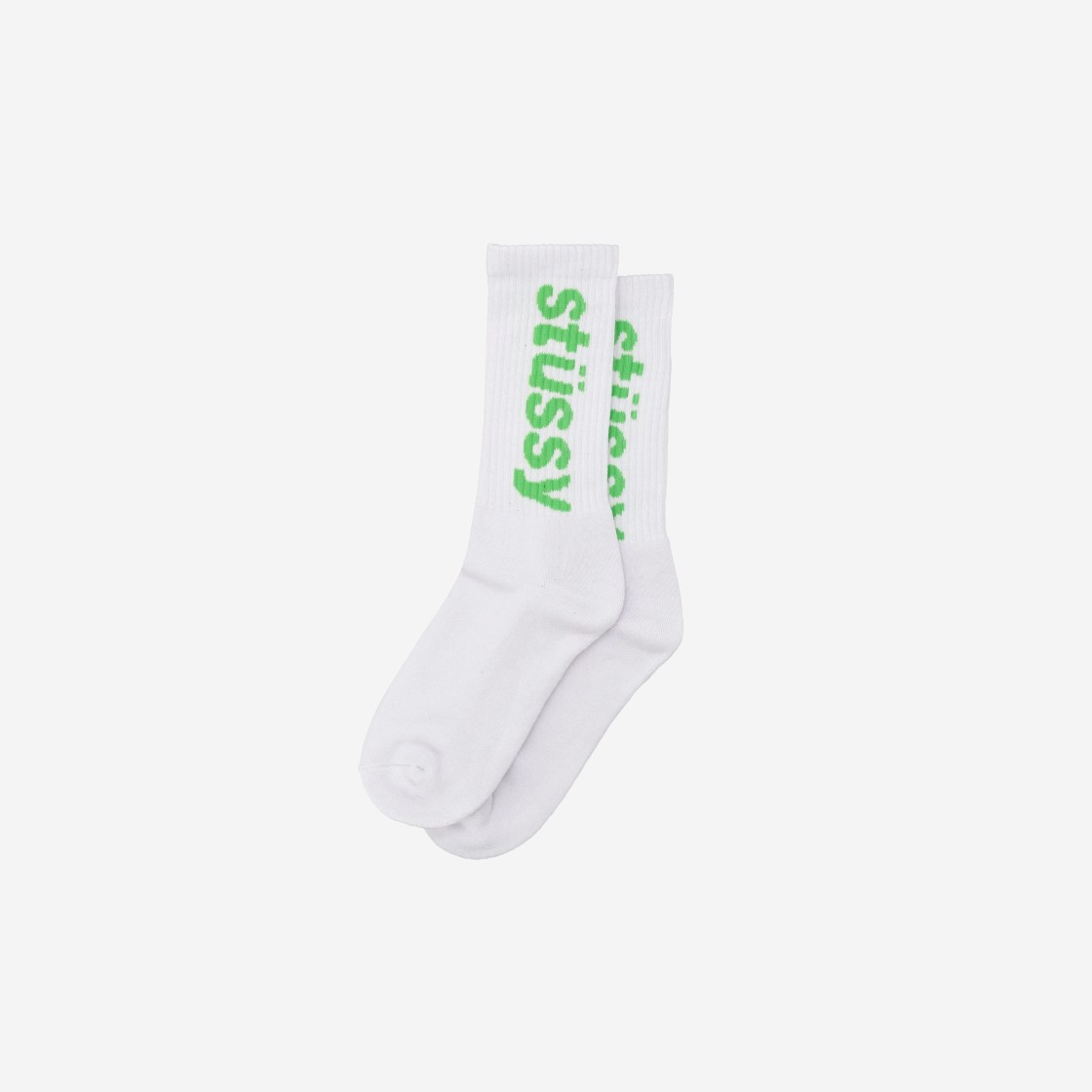 Stussy Helvetica Crew Socks White Kelly 상세 이미지 1