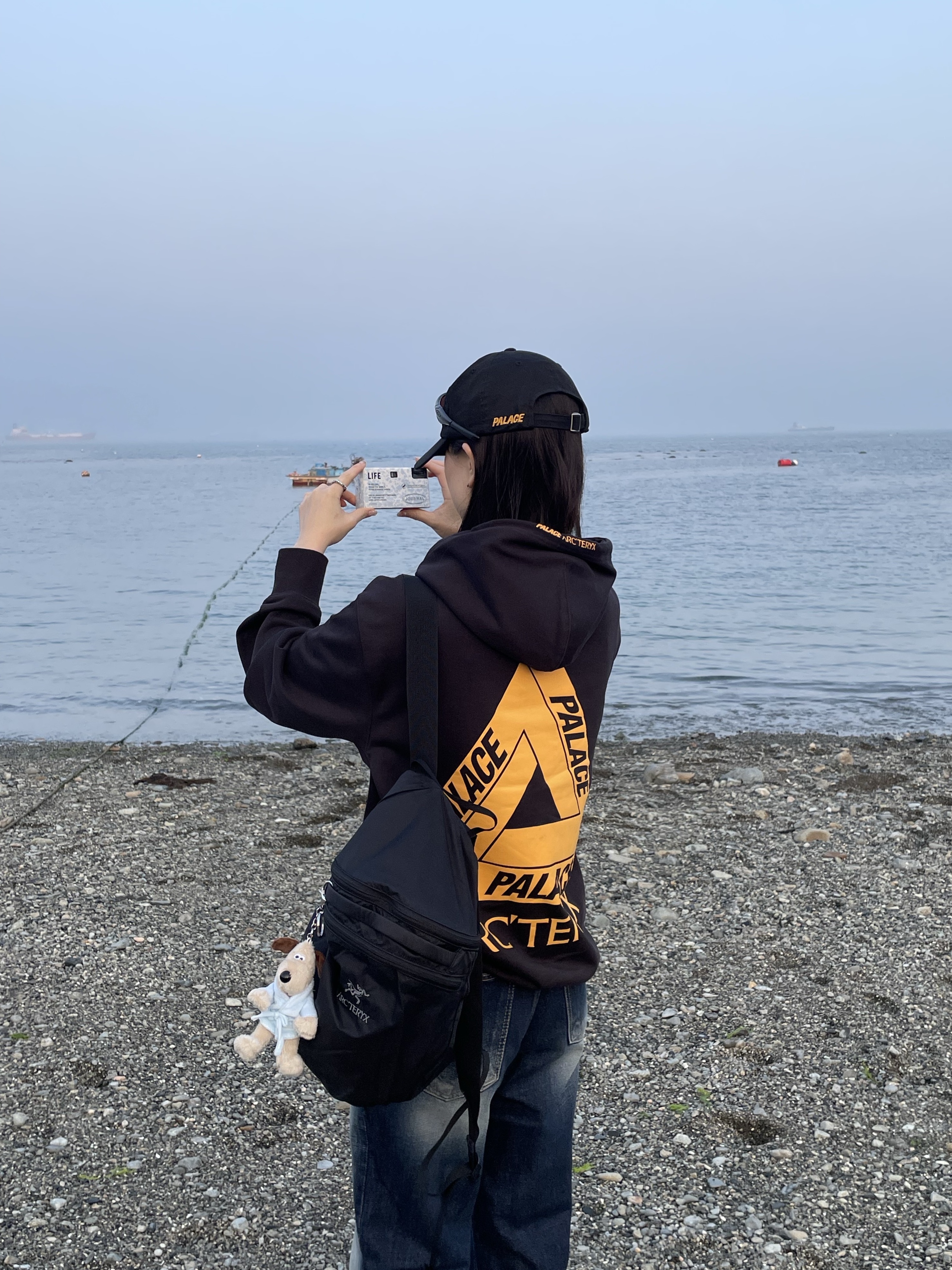 Palace x Arc'teryx Hood Black - 20FW, Palace x Arc'teryx 6-Panel Black - 20FW 착용 스타일 - 1
