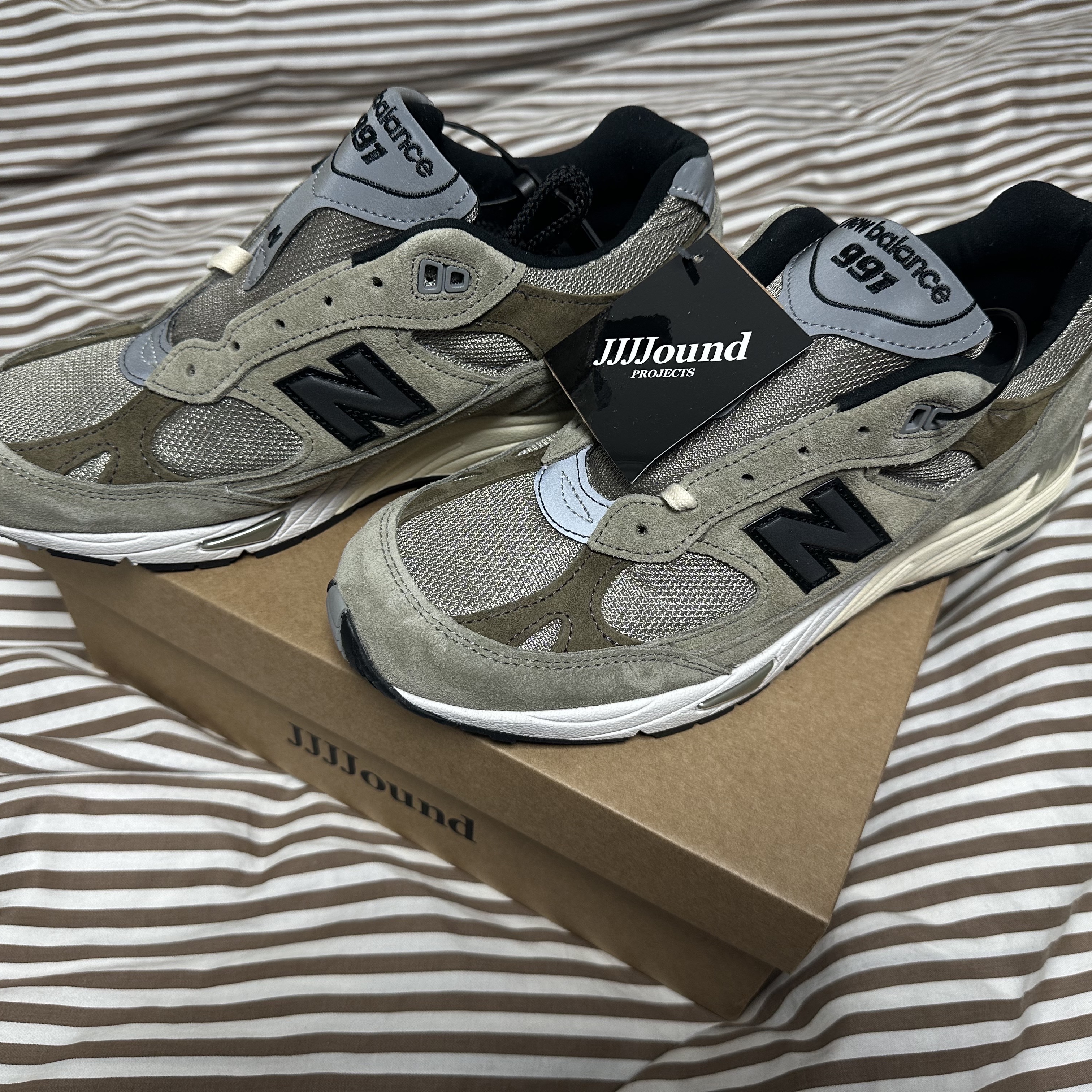 New Balance x JJJJound 991 Made in UK Grey 착용 스타일 - 2