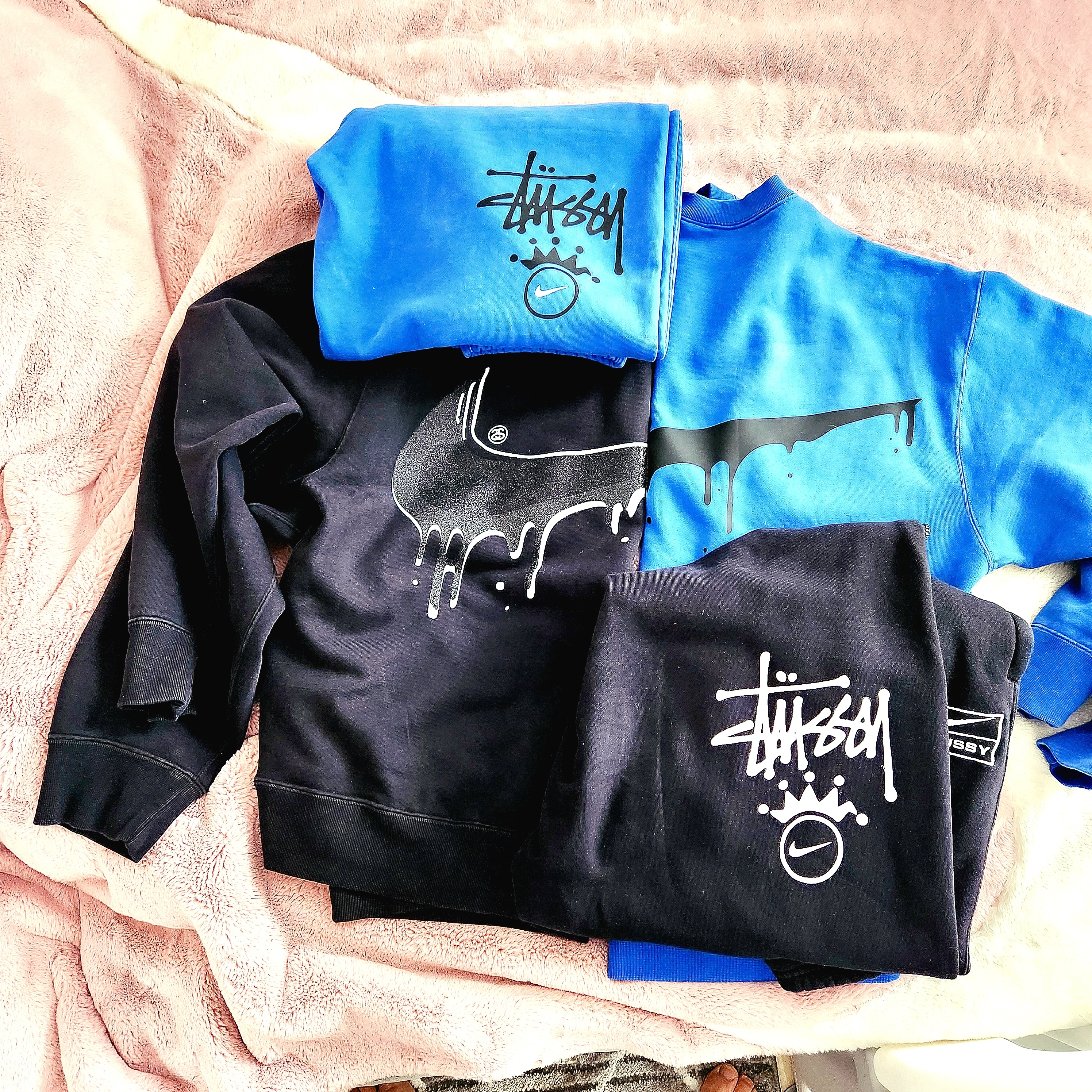 Nike x Stussy NRG Washed Fleece Crewneck Black (DO5310-010), Nike x Stussy NRG Washed Fleece Pants Black (DO5296-010) 착용 스타일 - 2