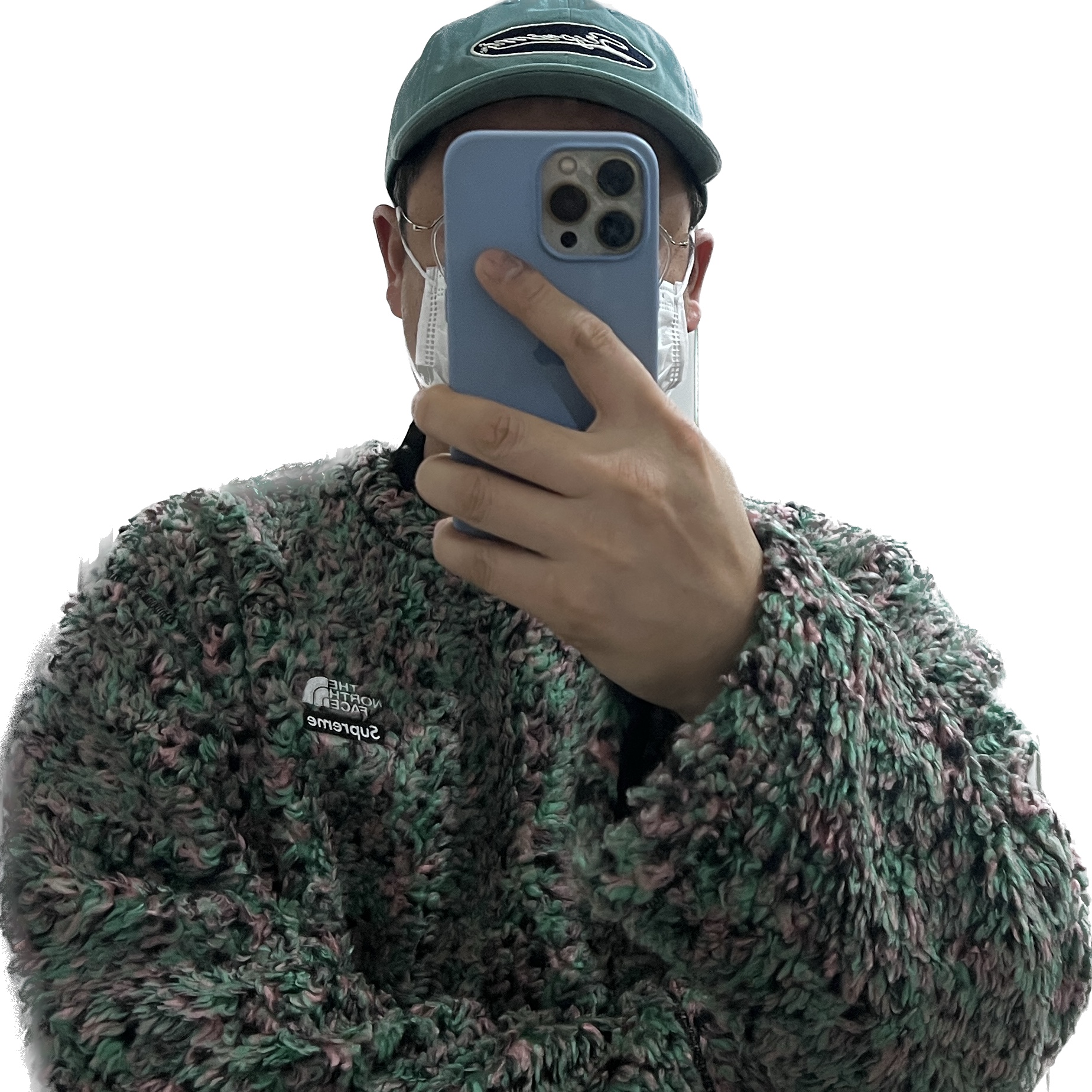 Supreme x The North Face High Pile Fleece Pullover Multicolor - 23SS, Supreme Oval 6-Panel Pine - 23SS 착용 스타일 - 1