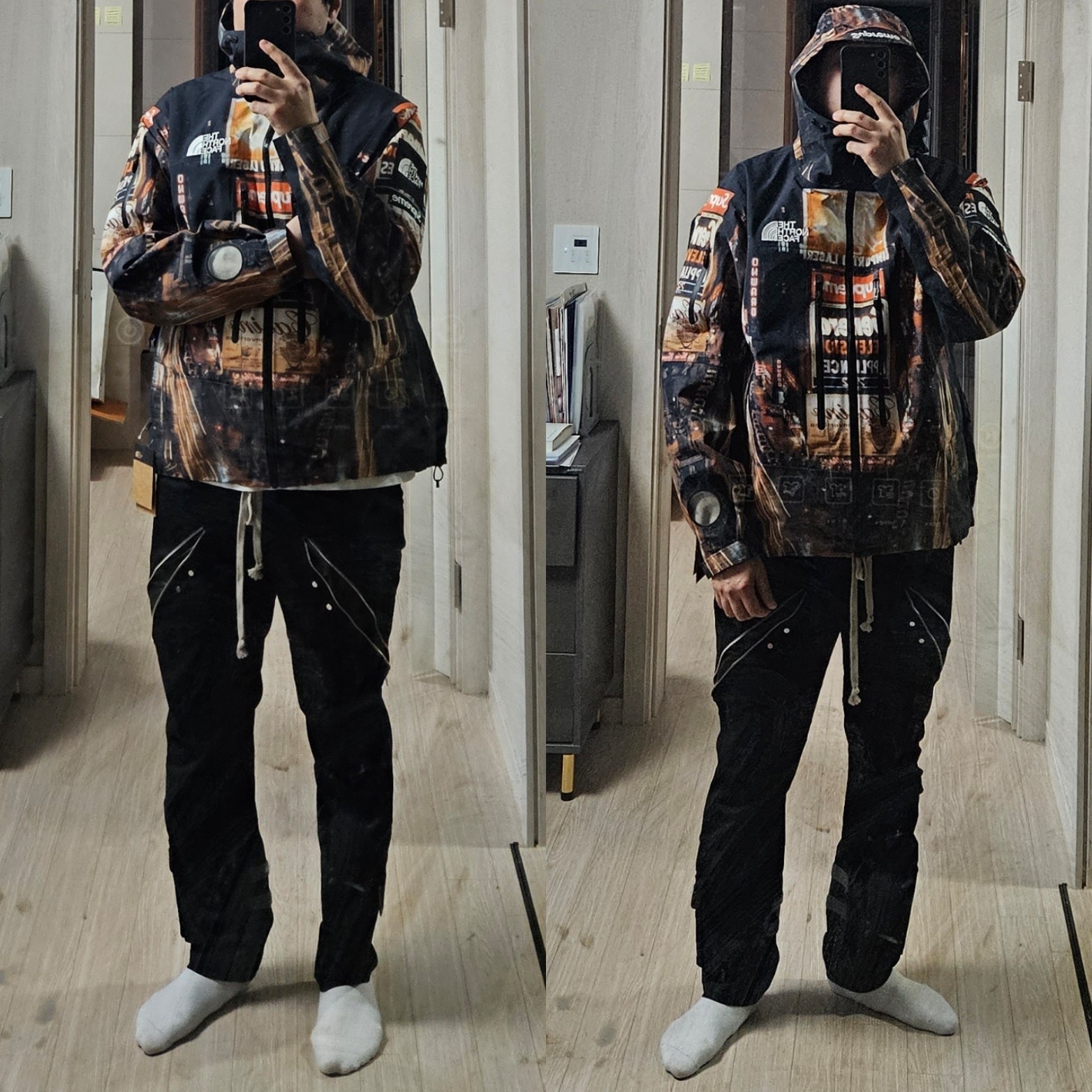 Supreme x The North Face Taped Seam Shell Jacket Times Square - 22FW 착용 스타일 - 2