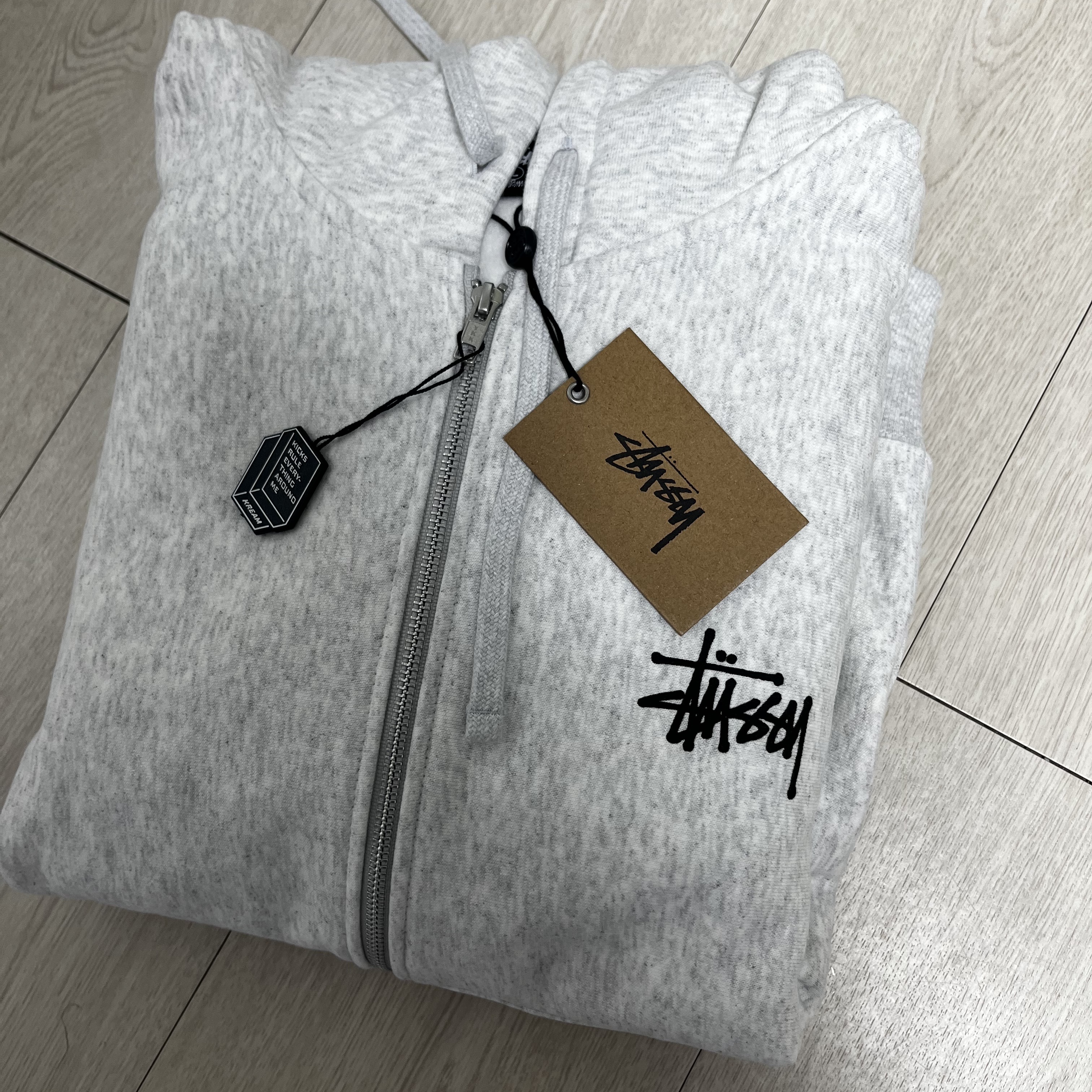 Stussy Basic Stussy Zip Hoodie Ash Heather 2022 착용 스타일