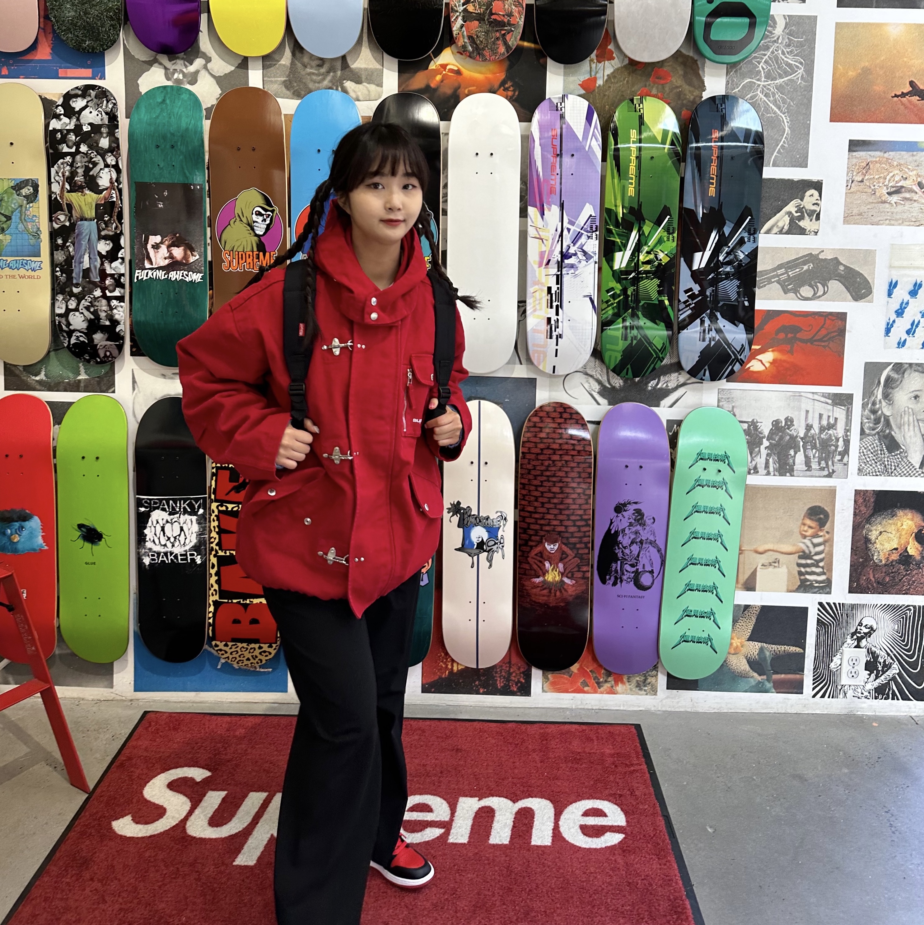 Supreme Canvas Clip Jacket Red - 23SS 착용 스타일 - 2