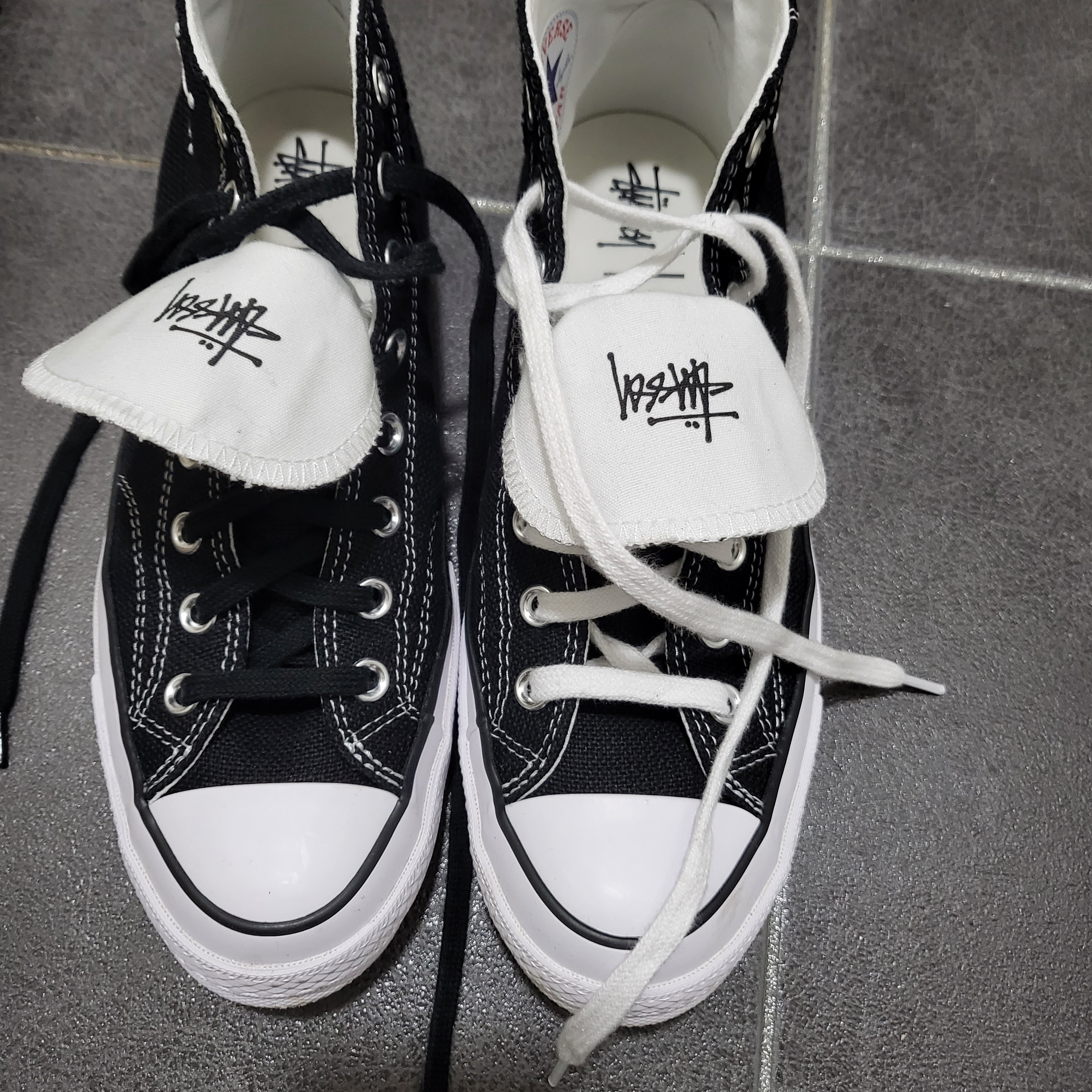 Converse x Stussy Chuck 70 High Black 착용 스타일