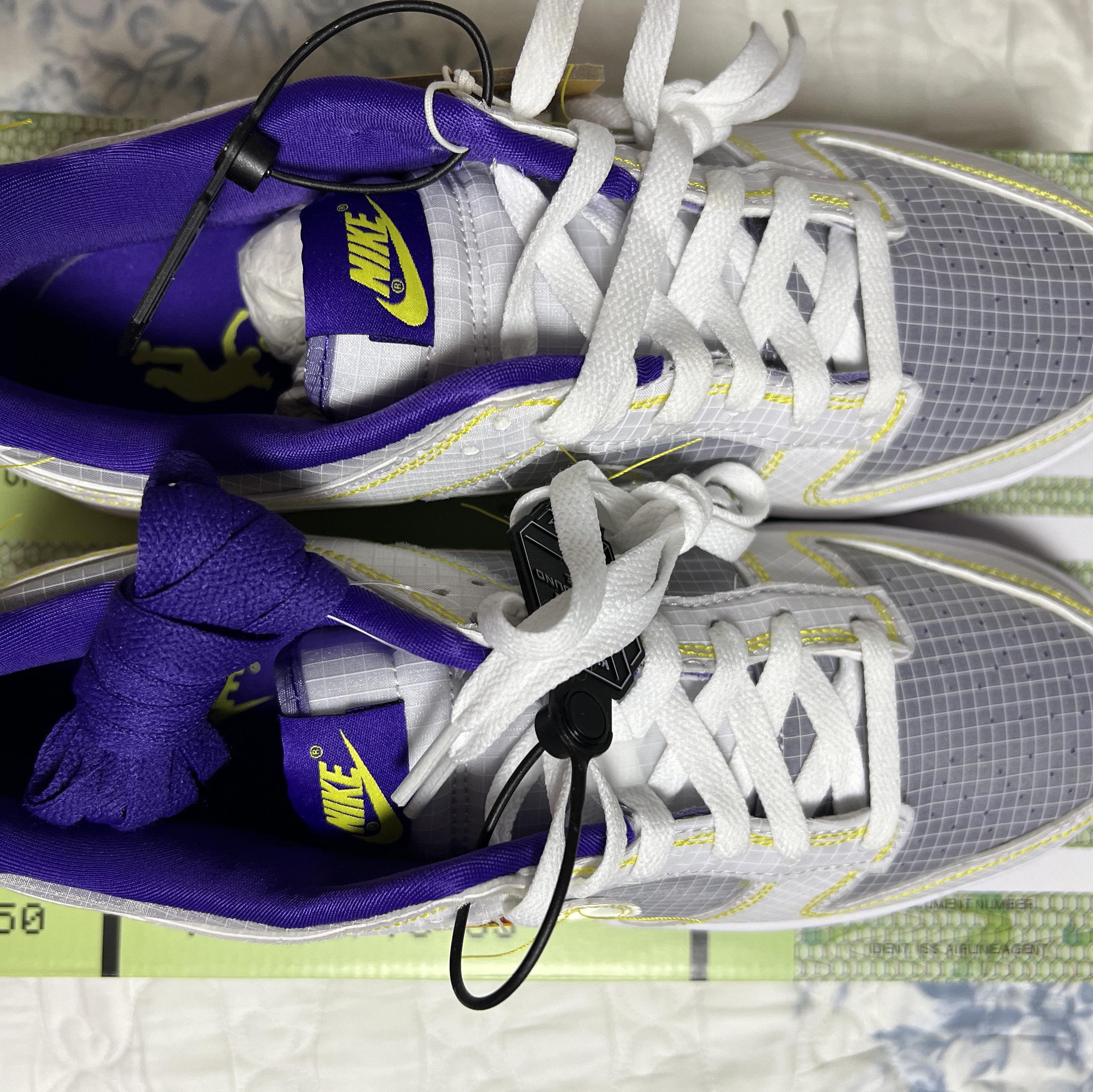 Nike x Union Dunk Low Passport Pack Court Purple White 착용 스타일 - 1