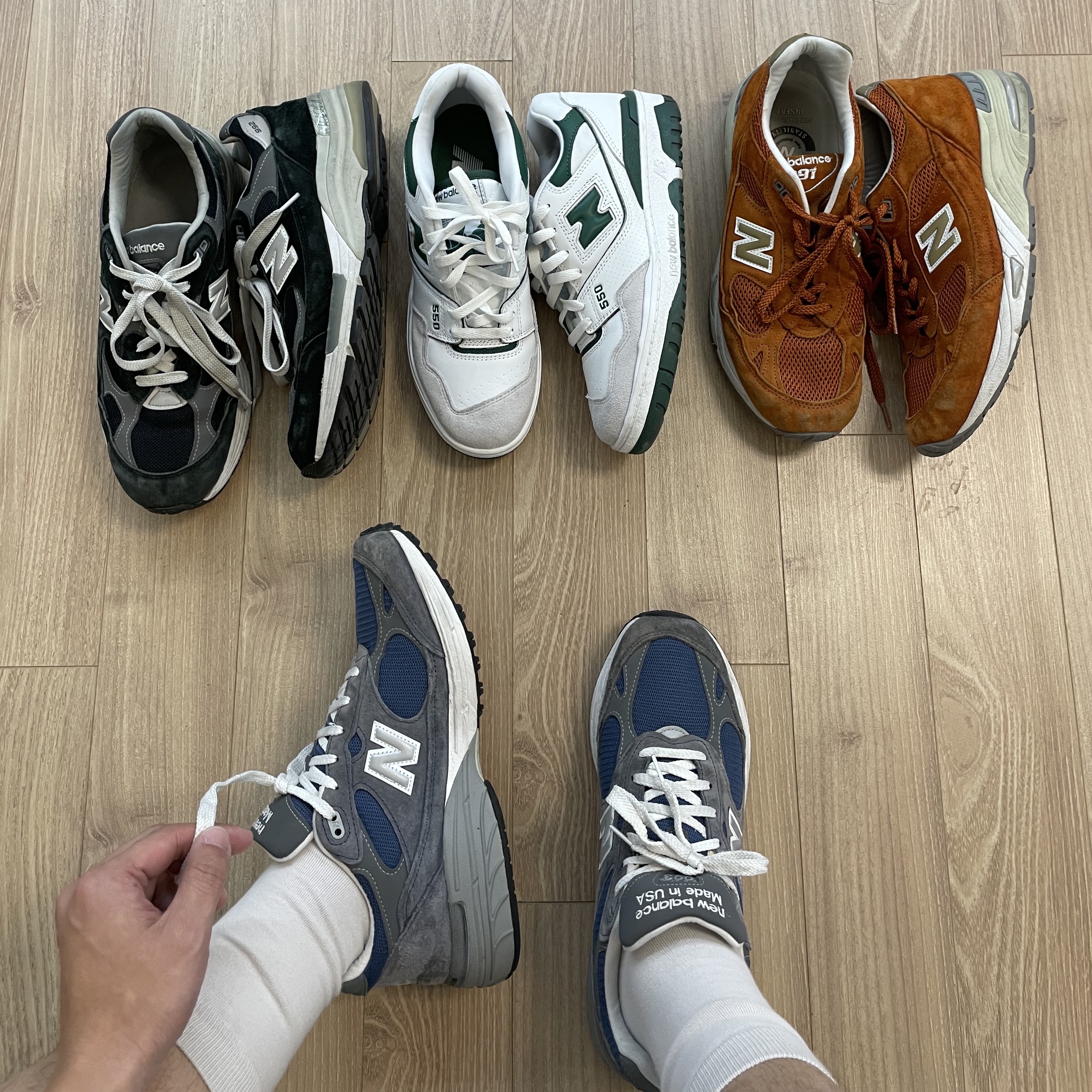 New Balance 993 Made in USA Vintage Indigo - D Standard, New Balance Made in UK 991 Eastern Species 착용 스타일 - 1