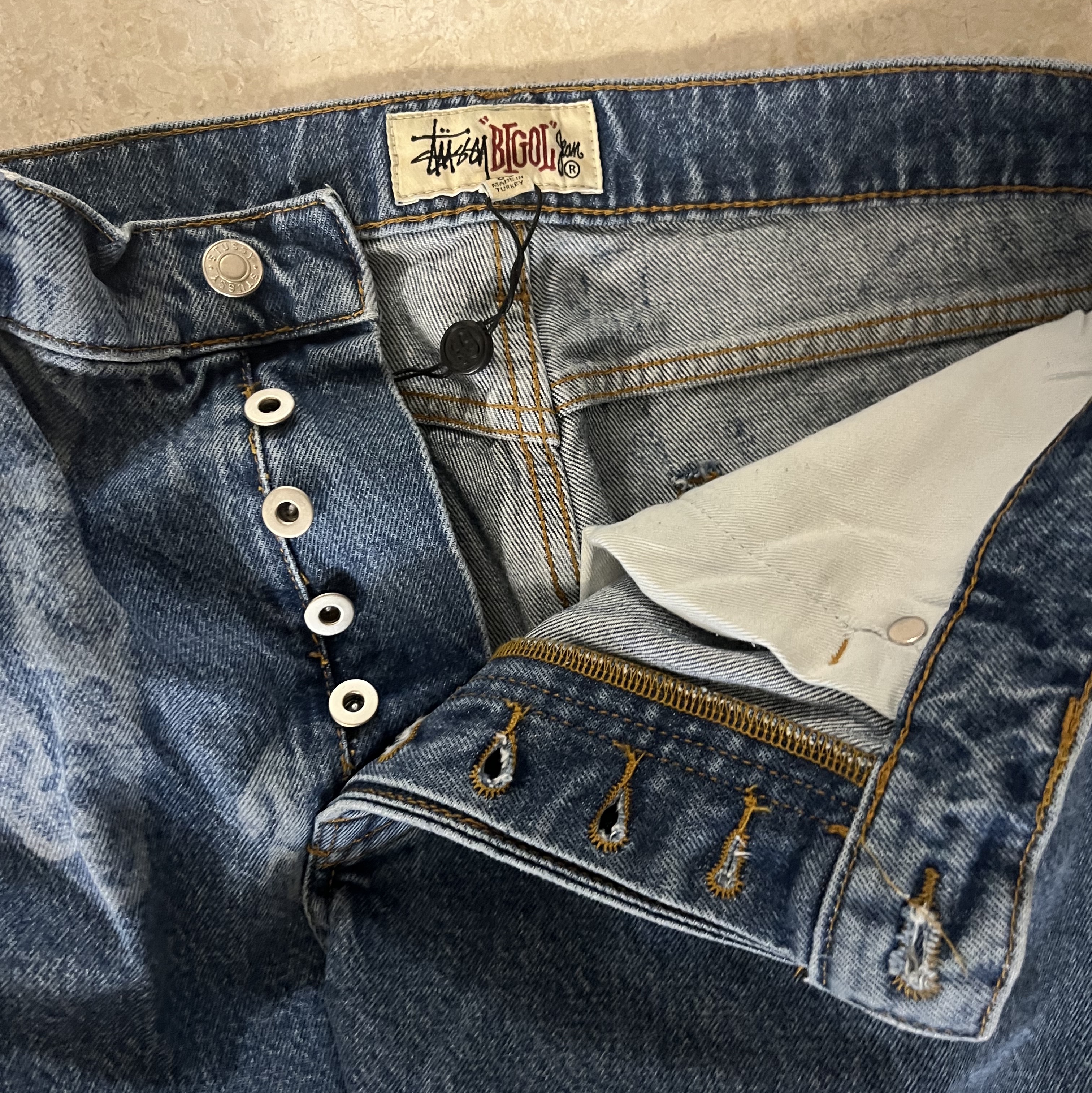 Stussy Worldwide Zip Work Jacket Stone Wash, Stussy Worldwide Big OL' Jeans Stone Wash 착용 스타일 - 2