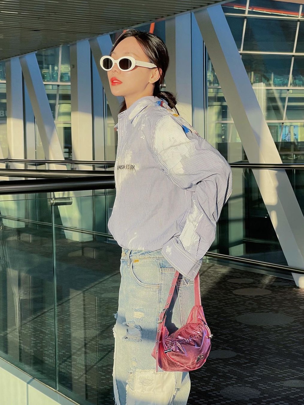 Yieyie Women Sasha Bag Angelic Pink 착용 스타일