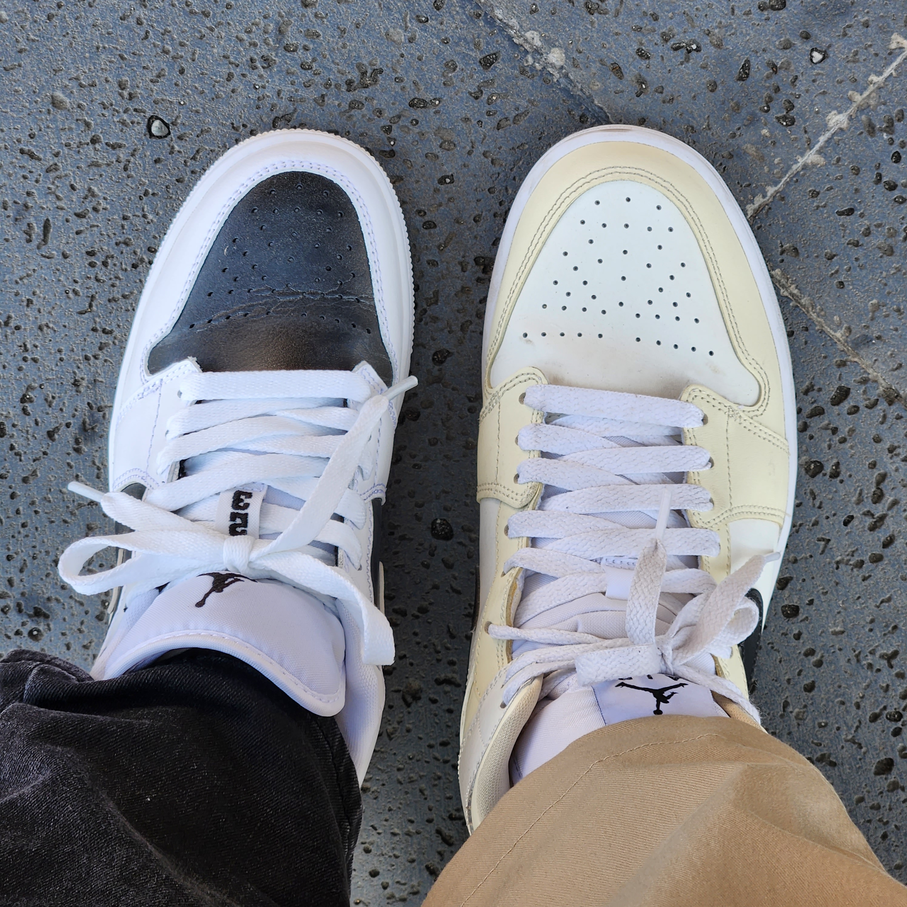 (W) Jordan 1 Low Panda, (W) Jordan 1 Mid Coconut Milk 착용 스타일
