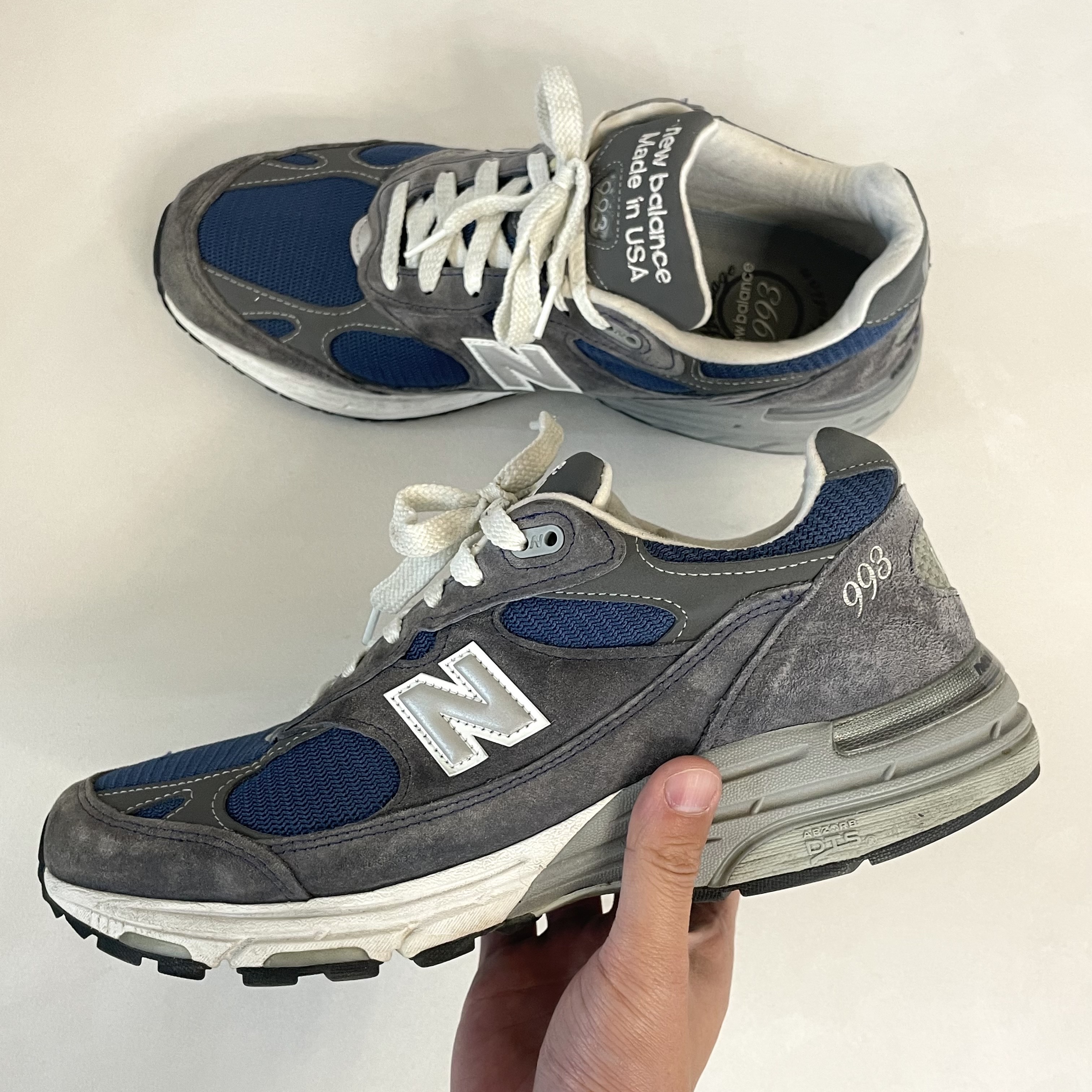 New Balance 993 Made in USA Vintage Indigo - D Standard, New Balance Made in UK 991 Eastern Species 착용 스타일 - 2