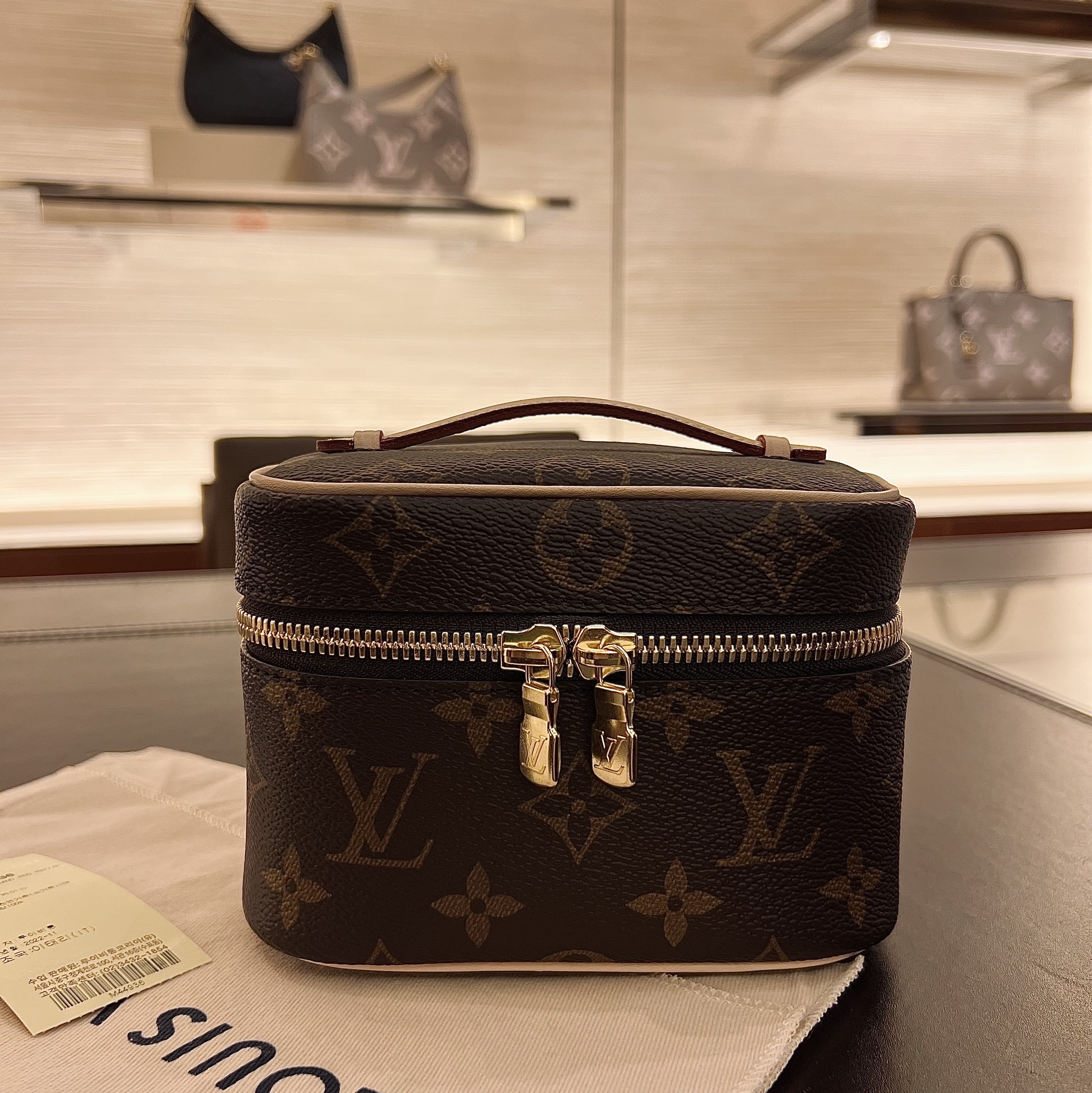 Louis Vuitton Nice Nano Toiletry Pouch Monogram 착용 스타일