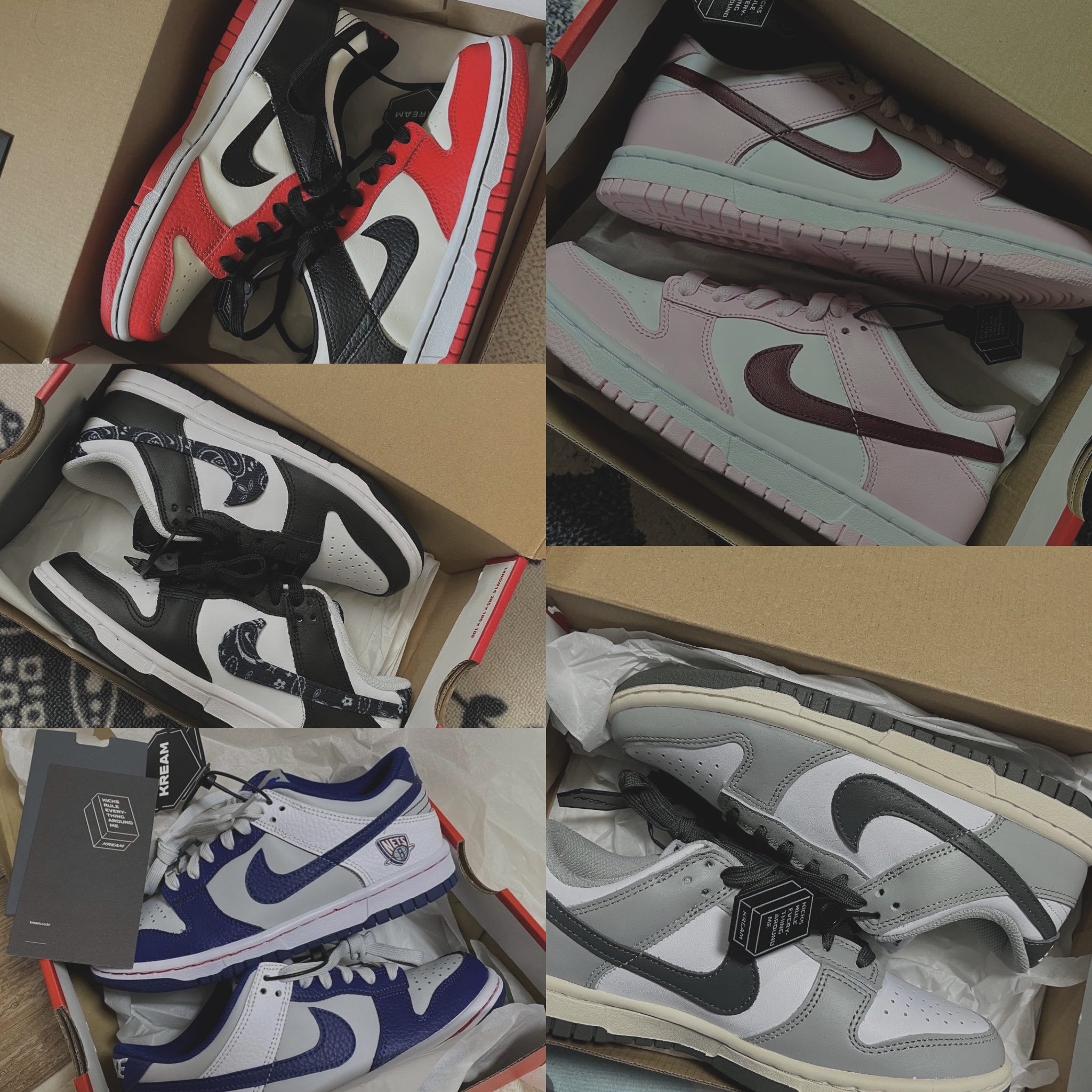 (GS) Nike Dunk Low Pink Foam, (GS) Nike x NBA Dunk Low Black and Chile Red 착용 스타일