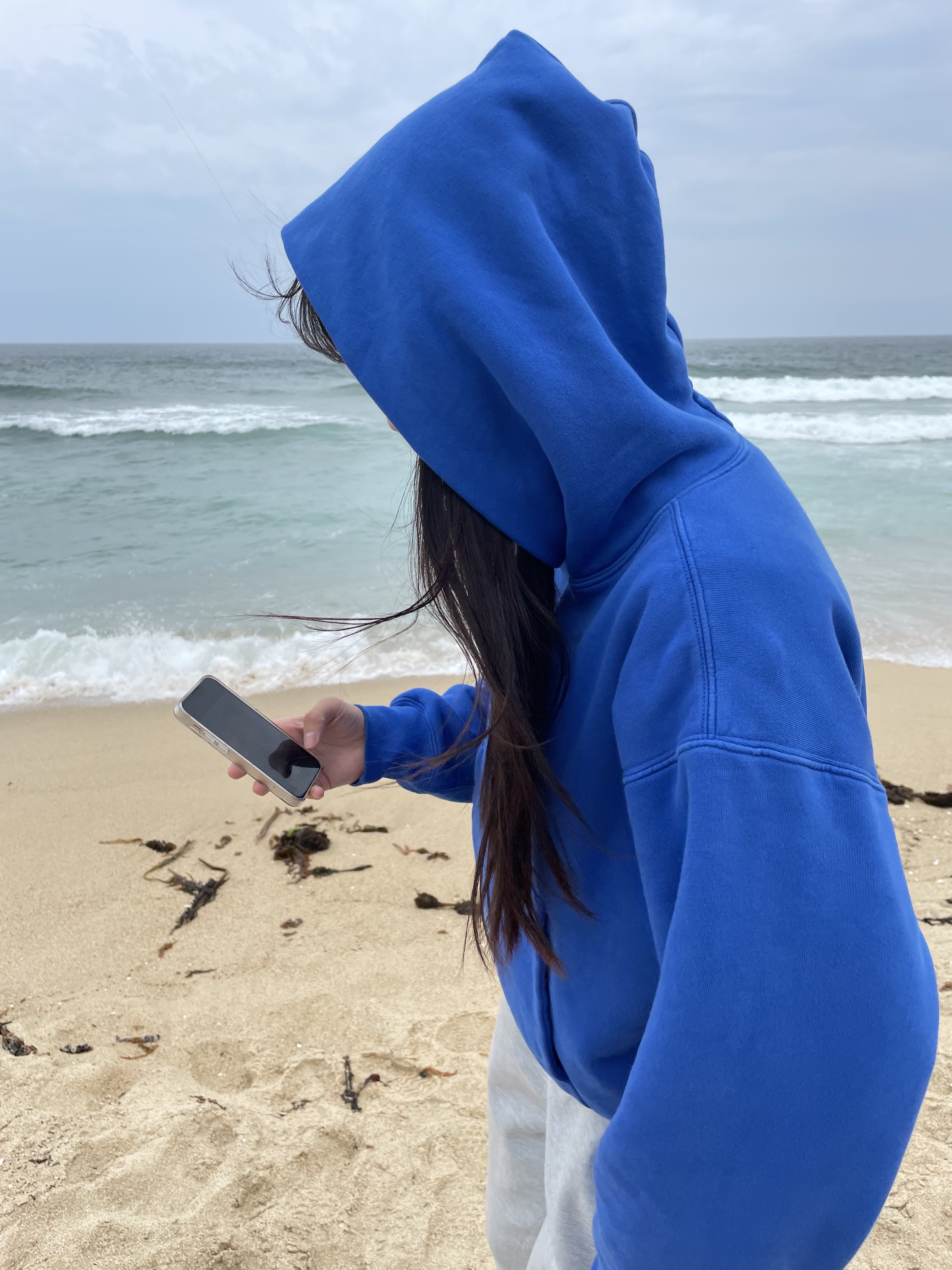 Yeezy Gap Hoodie Blue 착용 스타일