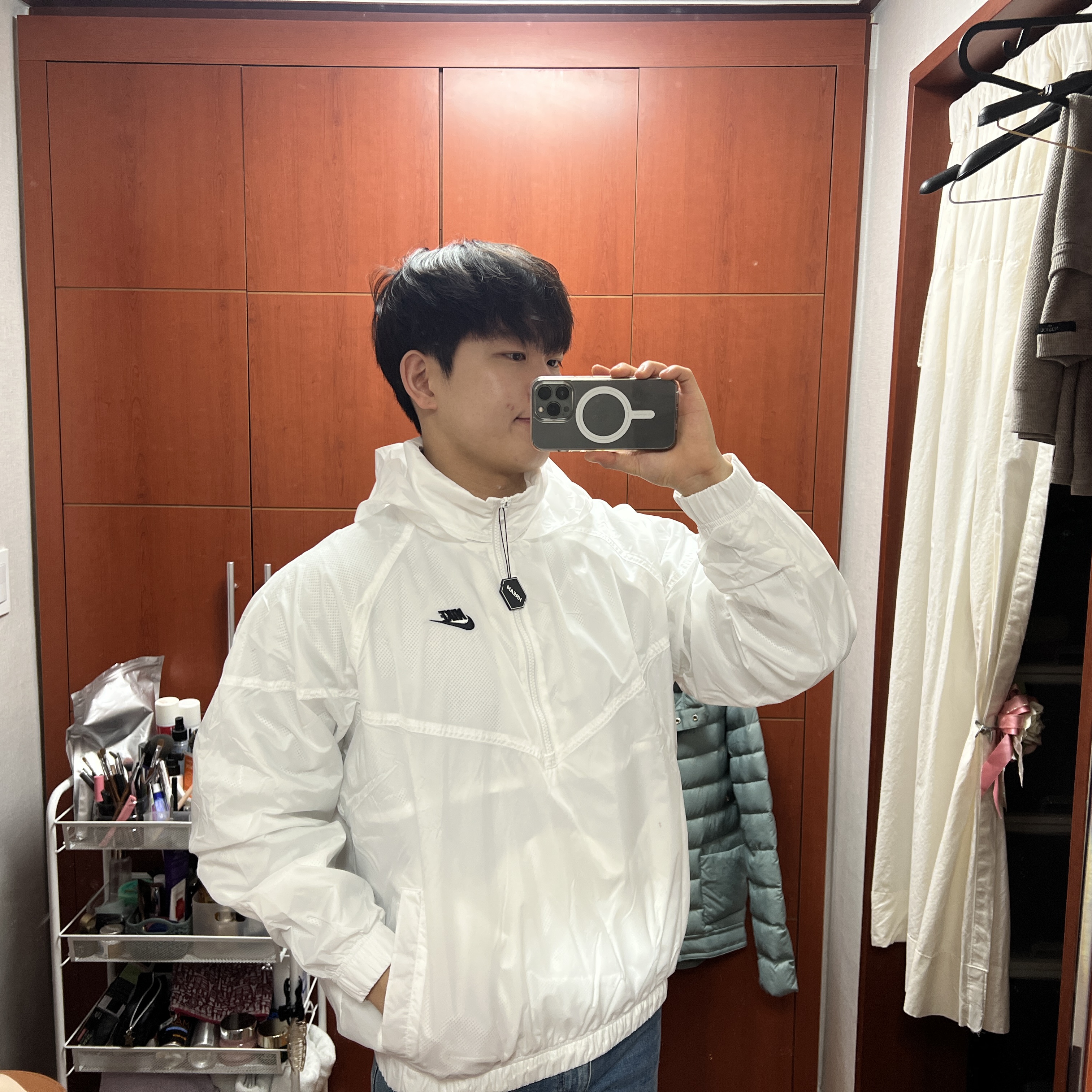 Nike NSW Unlined Woven Windrunner Anorak Jacket White - Asia 착용 스타일