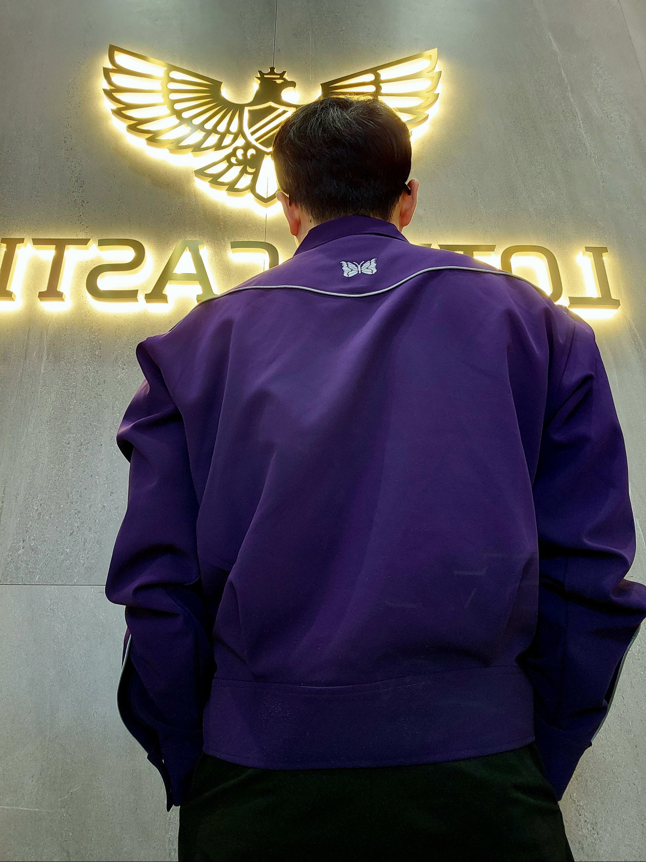 Needles Piping Cowboy Jacket Dark Purple 착용 스타일 - 2
