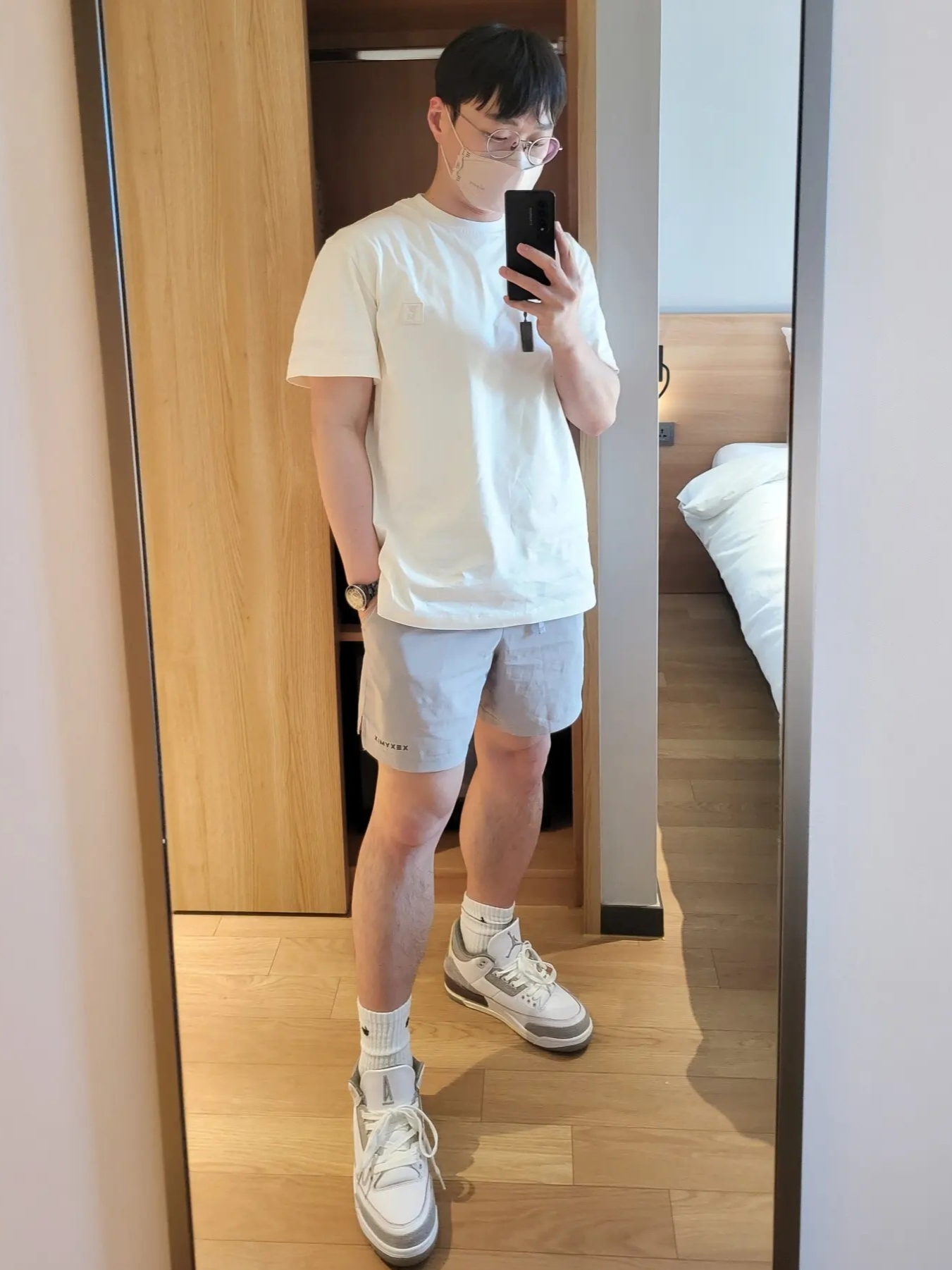 (W) Jordan 3 x A Ma Maniere Retro SP, Wooyoungmi Flower Print Back Logo T-Shirt Ivory - 23SS 착용 스타일 - 1