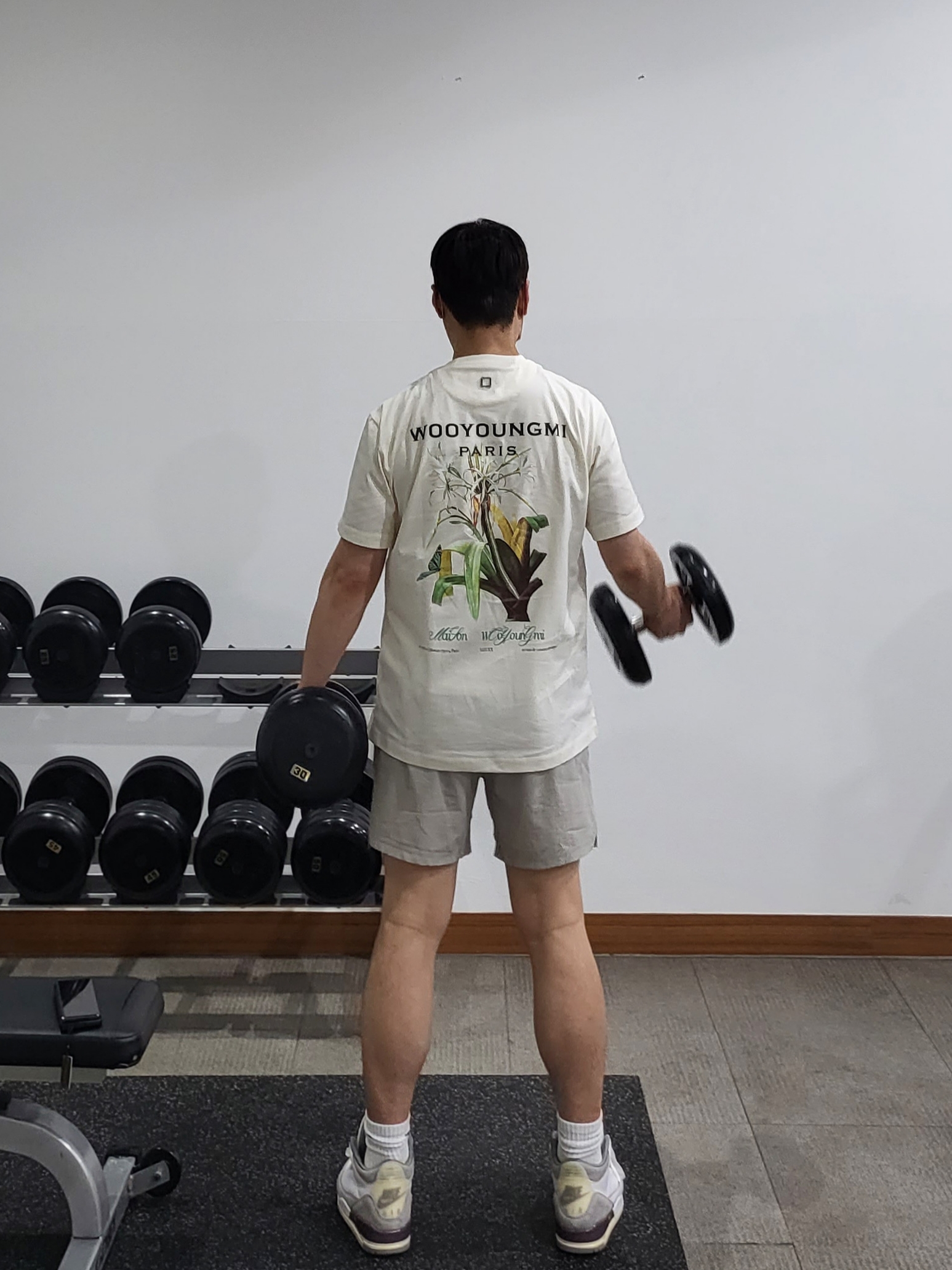 (W) Jordan 3 x A Ma Maniere Retro SP, Wooyoungmi Flower Print Back Logo T-Shirt Ivory - 23SS 착용 스타일 - 3