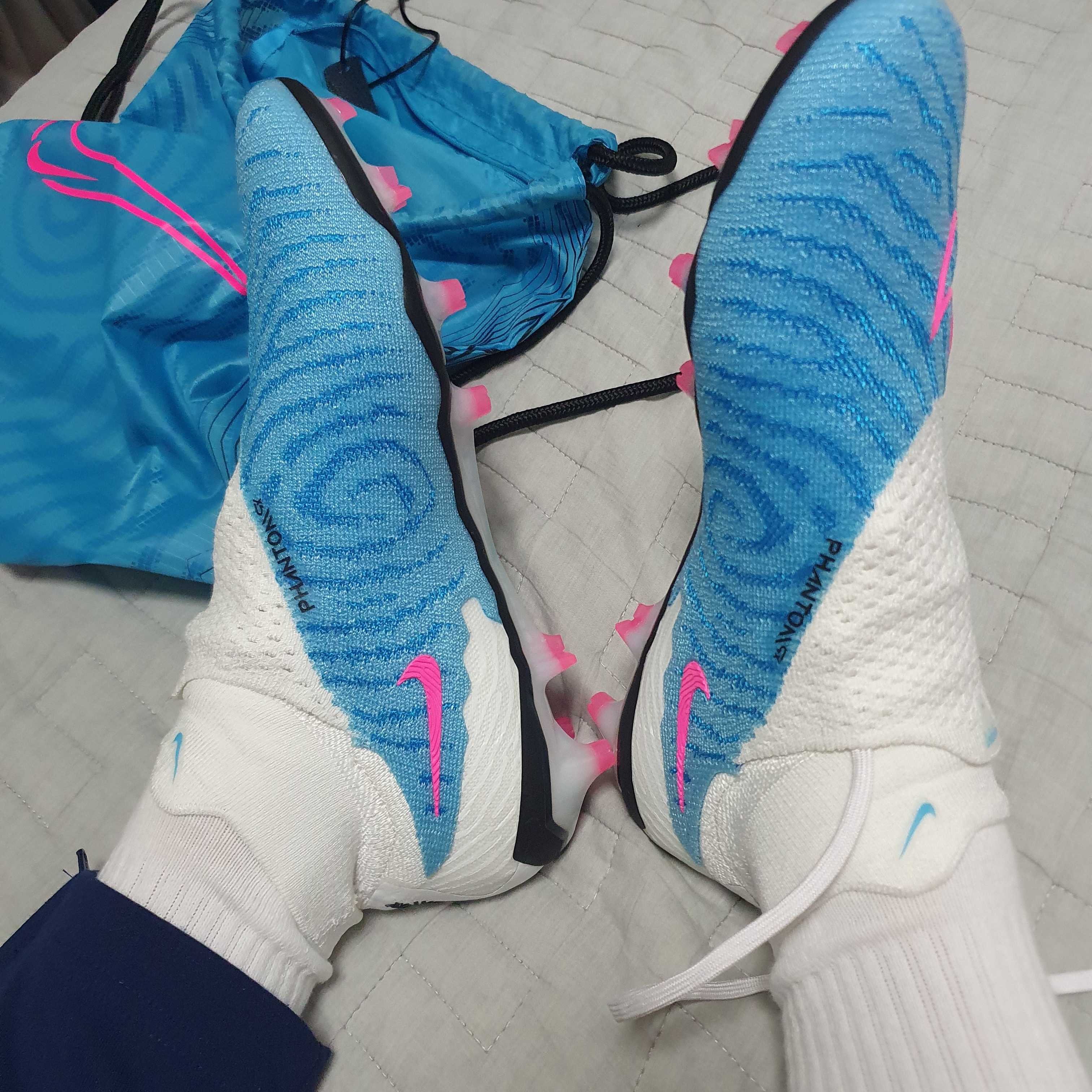 Nike Gripknit Phantom GX Elite Dynamic Fit FG Baltic Blue White 착용 스타일 - 1