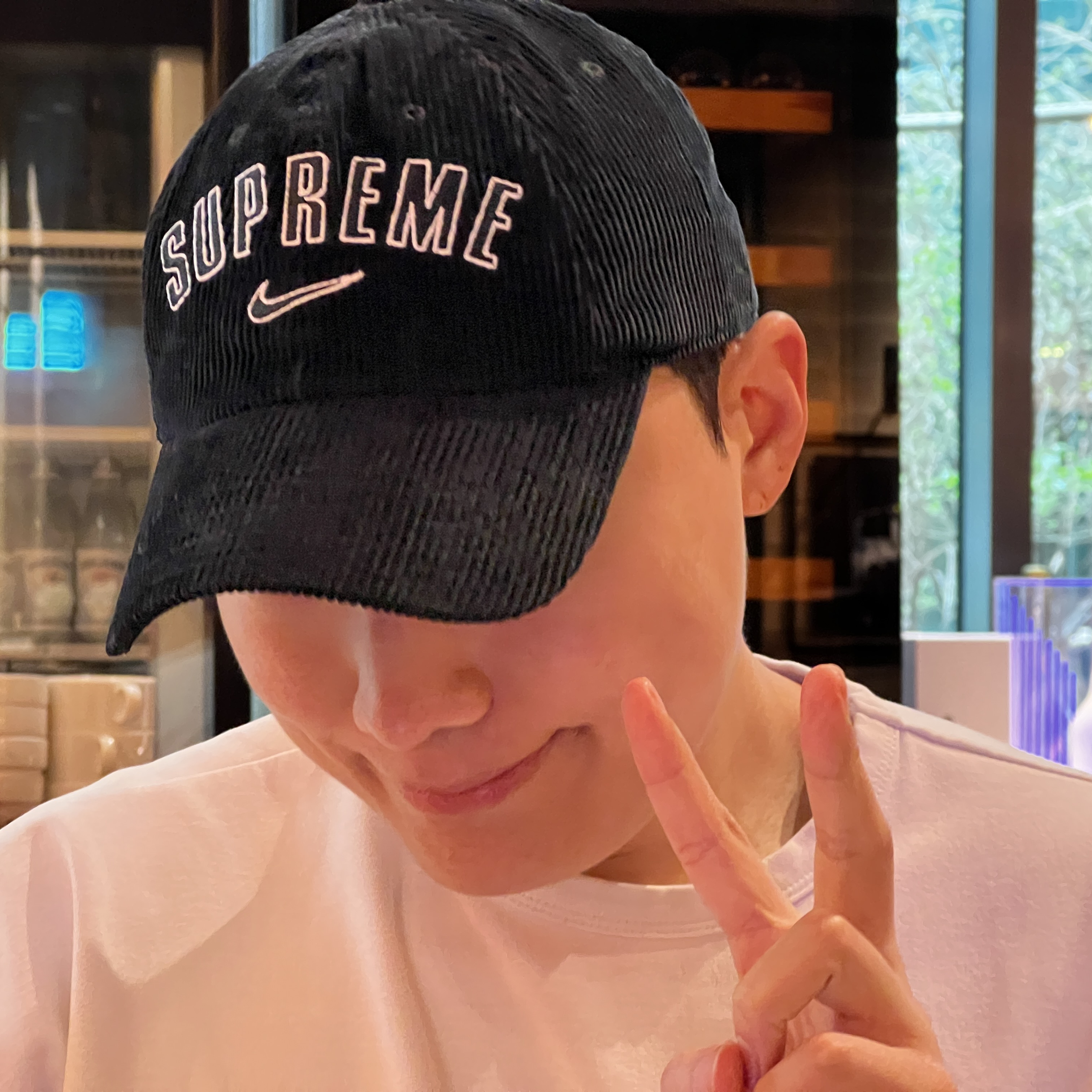 Supreme x Nike Arc Corduroy 6-Panel Black - 22SS 착용 스타일