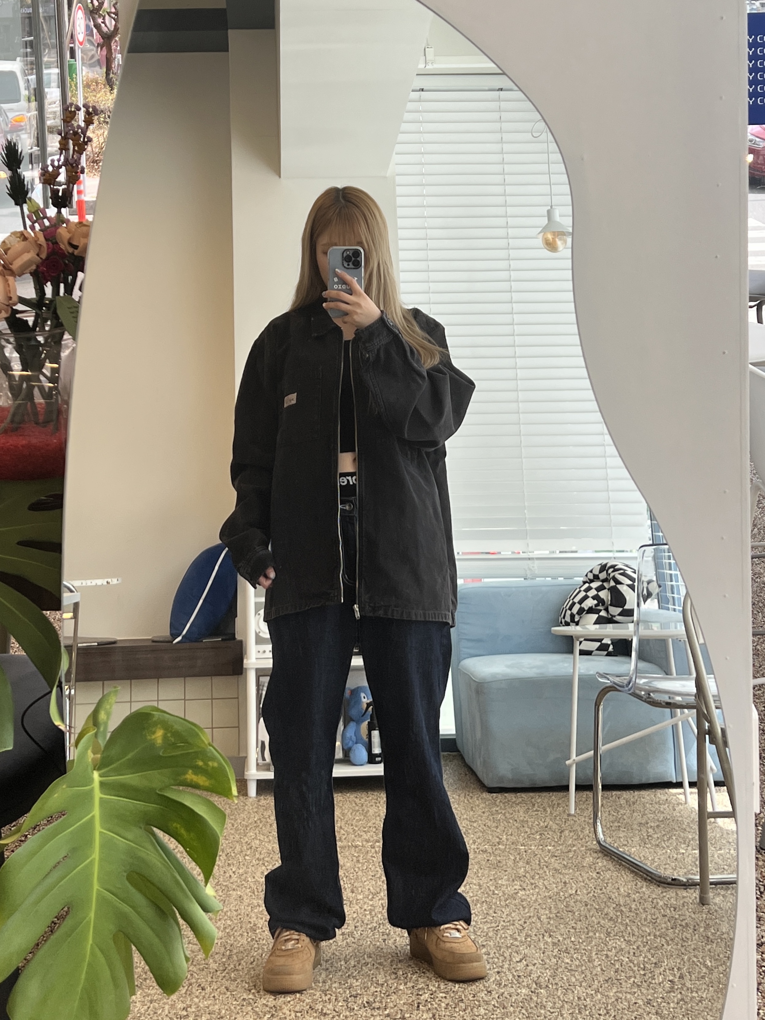 Stussy Washed Canvas Zip Shirt Black, Nike x Supreme Air Force 1 Low Flax 착용 스타일 - 1