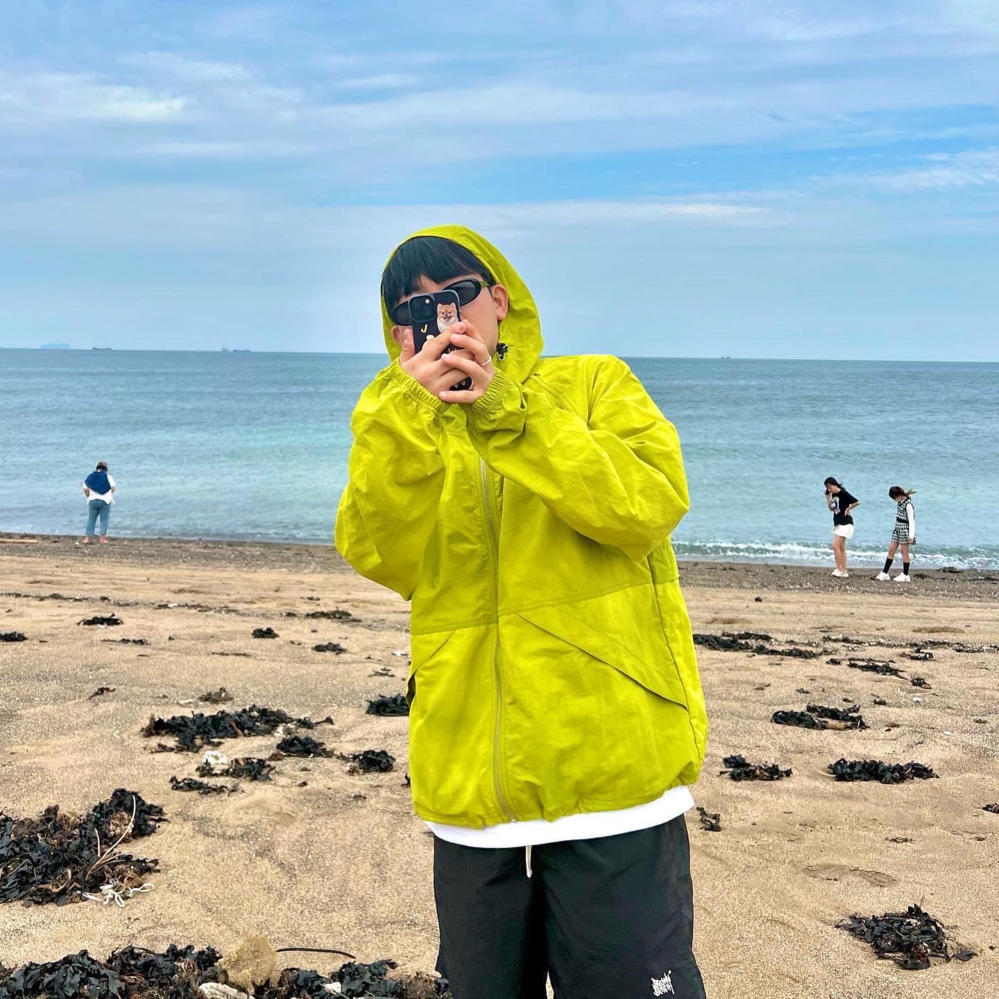 Stussy Wave Dye Beach Shell Jacket Slime, Hoka Bondi 6 Black 착용 스타일 - 2