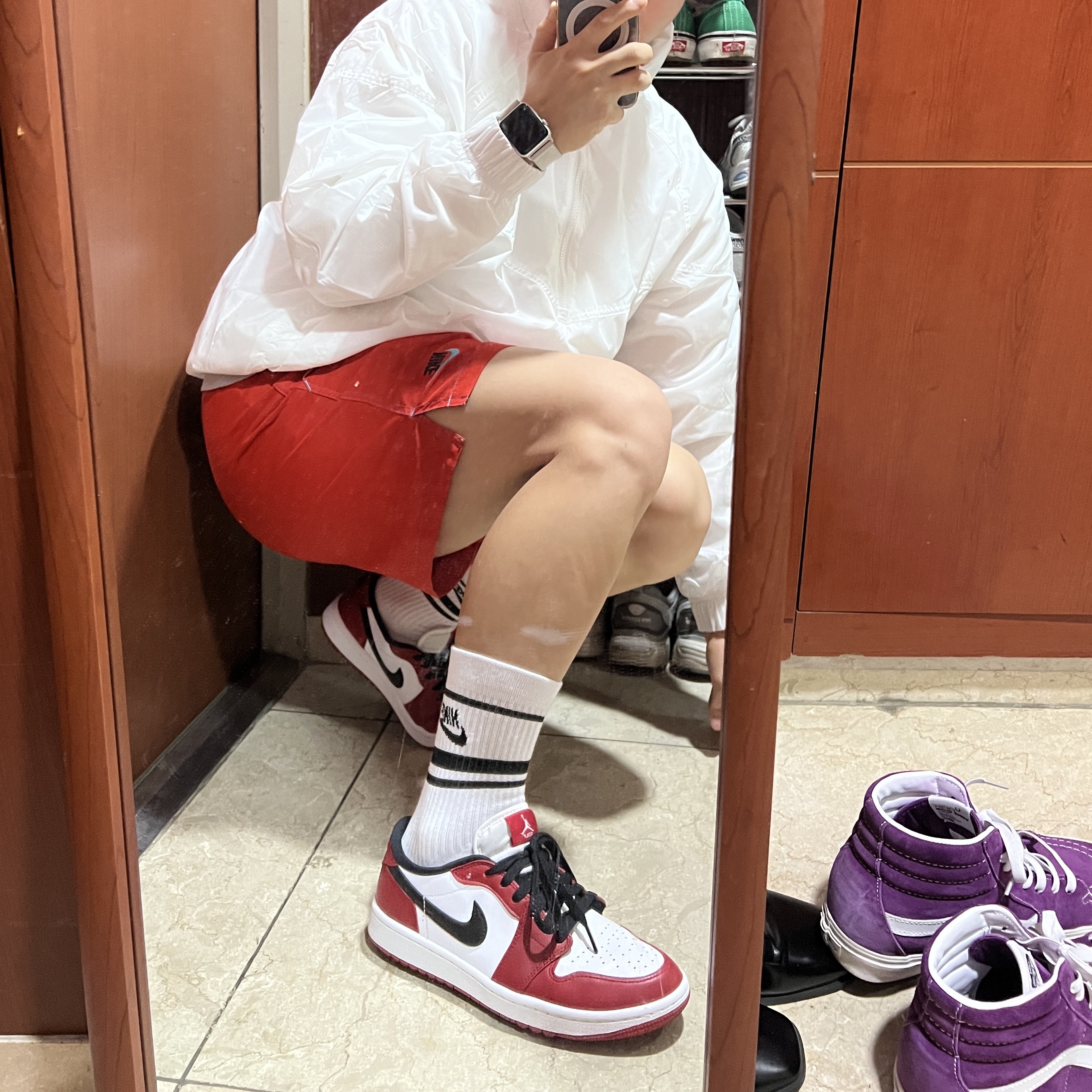 Jordan 1 Low Golf Chicago, Nike NSW Unlined Woven Windrunner Anorak Jacket White - Asia 착용 스타일 - 1