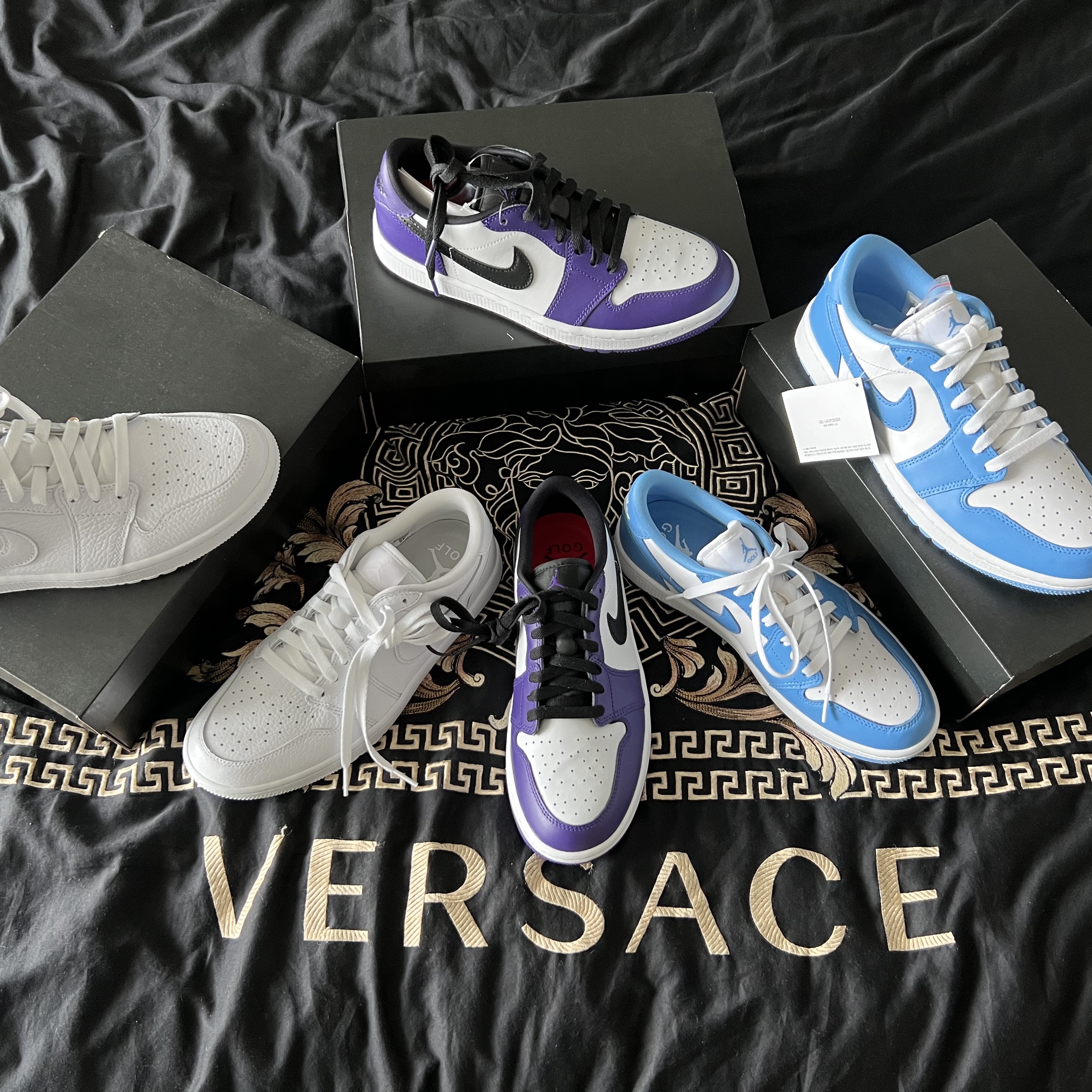 Jordan 1 Low Golf Court Purple, Jordan 1 Low Golf Triple White 착용 스타일 - 4