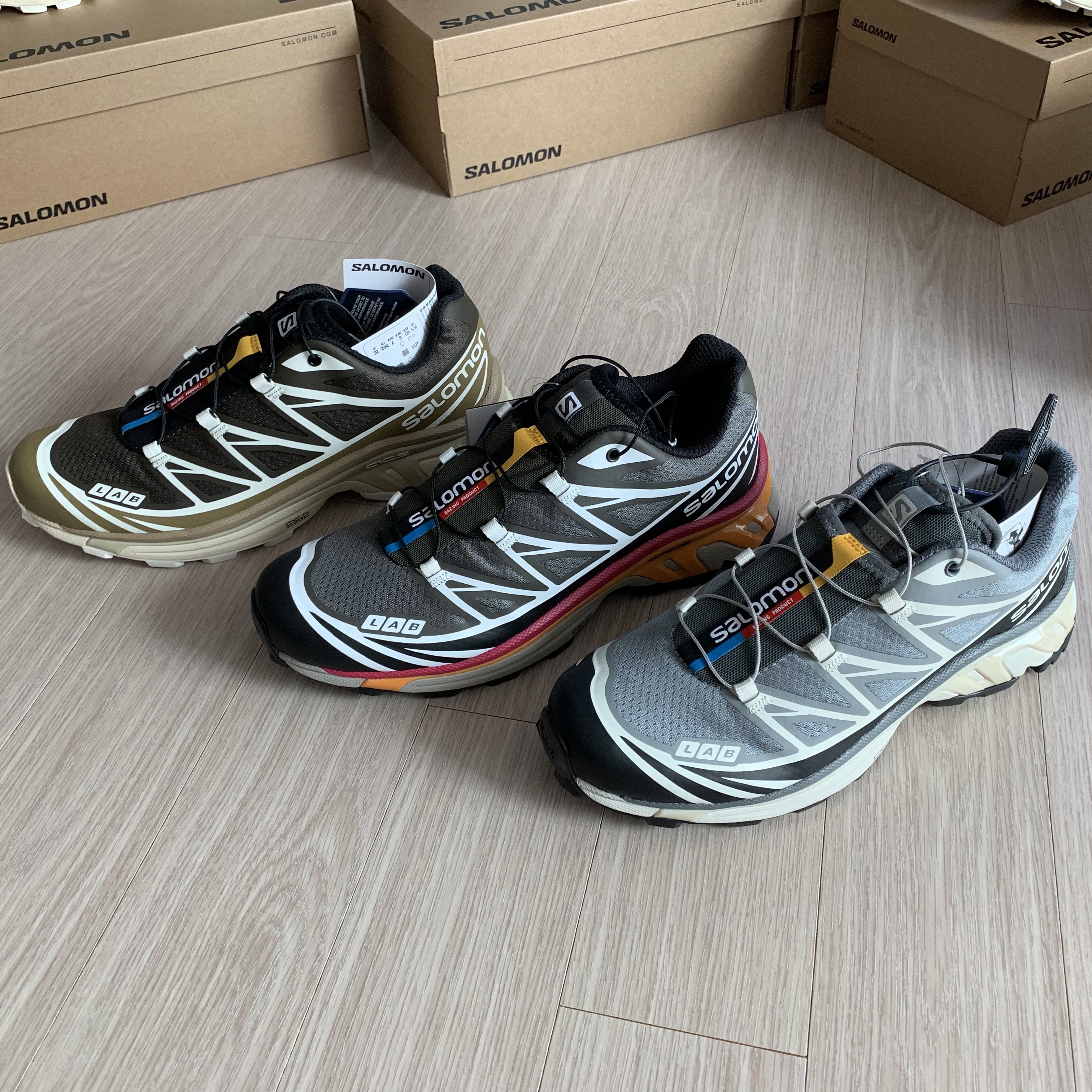 Salomon XT-6 Recut Phantom Vanilla Ice, Salomon XT-6 Beluga Russet Orange 착용 스타일 - 2