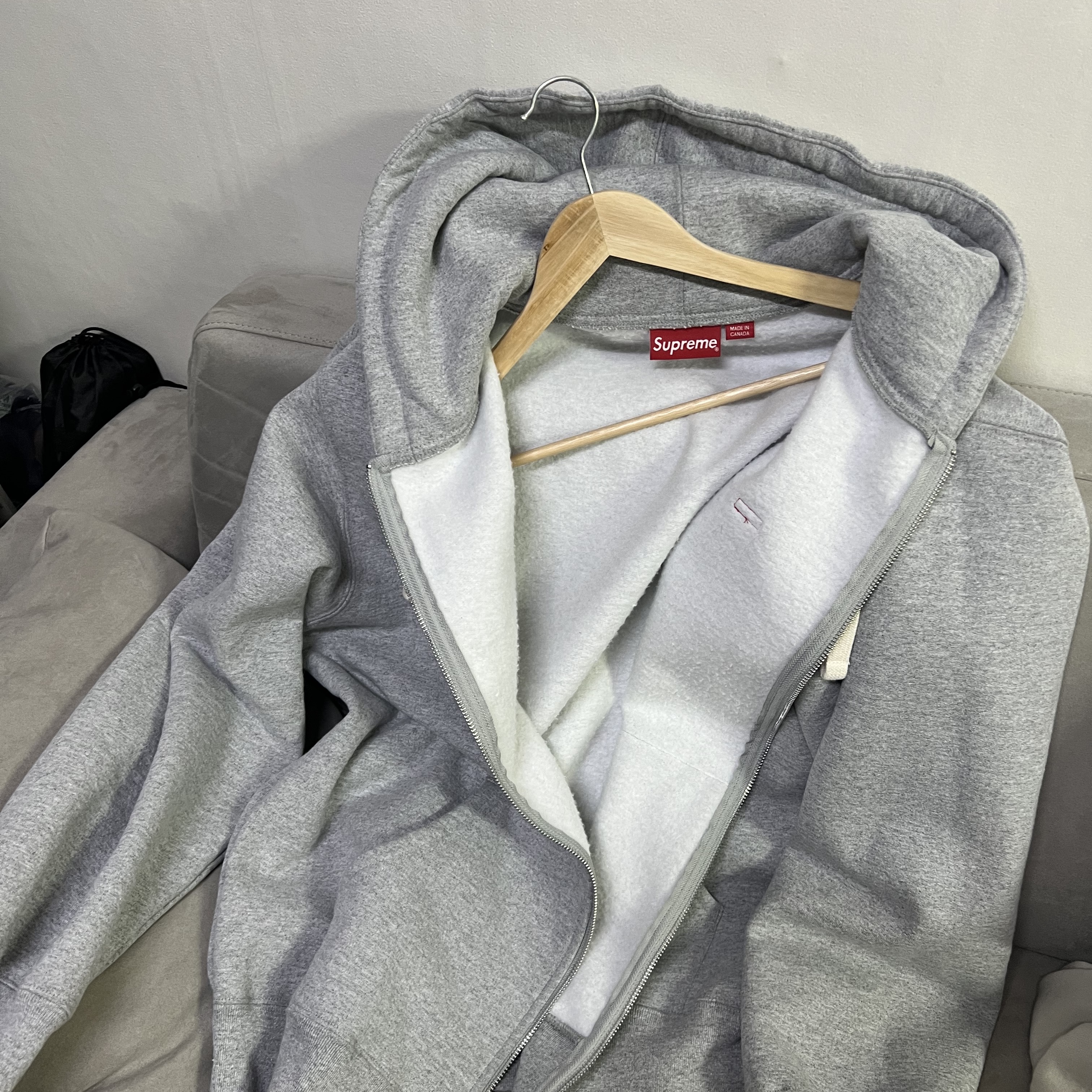 Supreme Small Box Drawcord Zip Up Hooded Sweatshirt Heather Grey - 22FW 착용 스타일