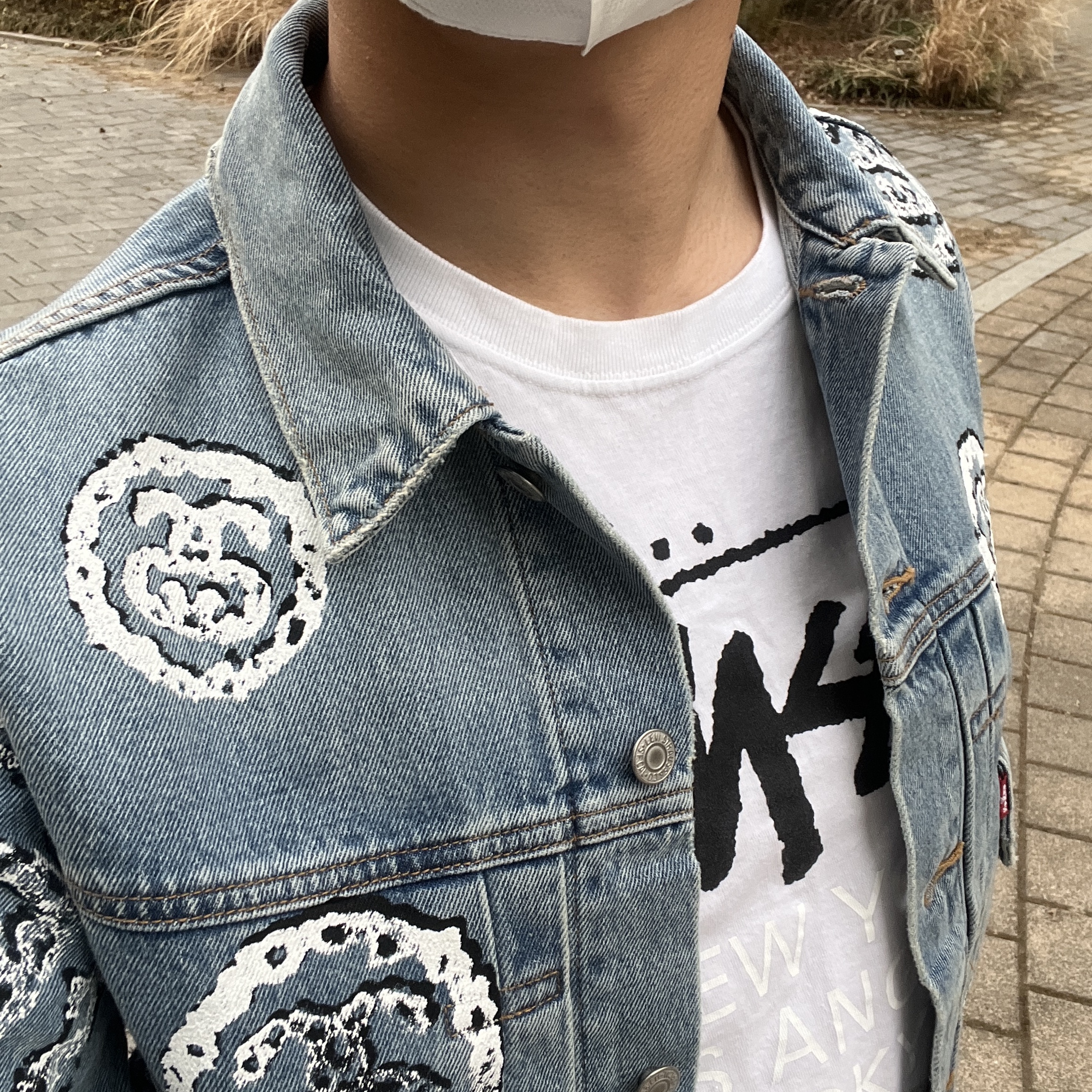 Stussy x Denim Tears Type 2 Jacket Light Indigo 착용 스타일