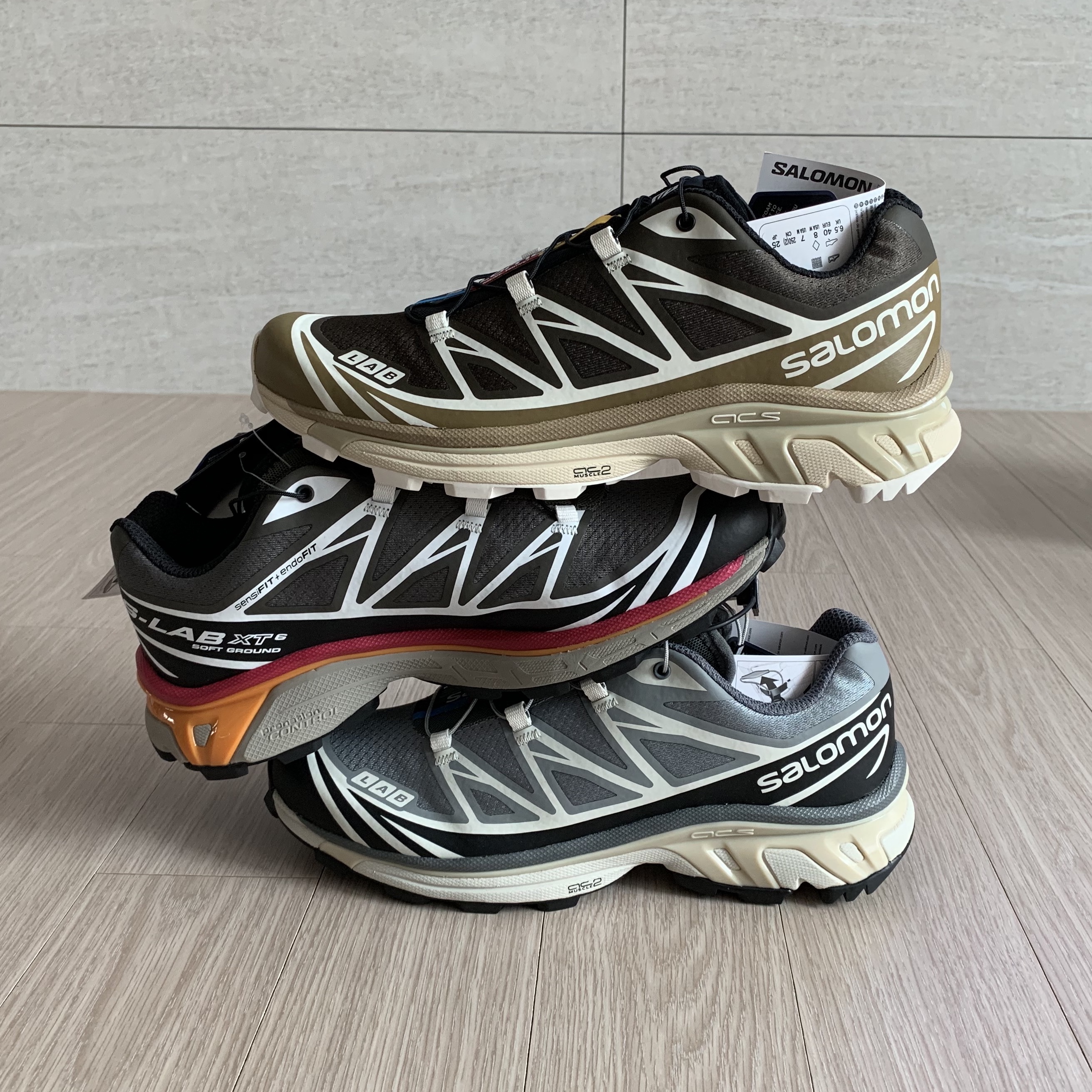 Salomon XT-6 Recut Phantom Vanilla Ice, Salomon XT-6 Beluga Russet Orange 착용 스타일 - 1