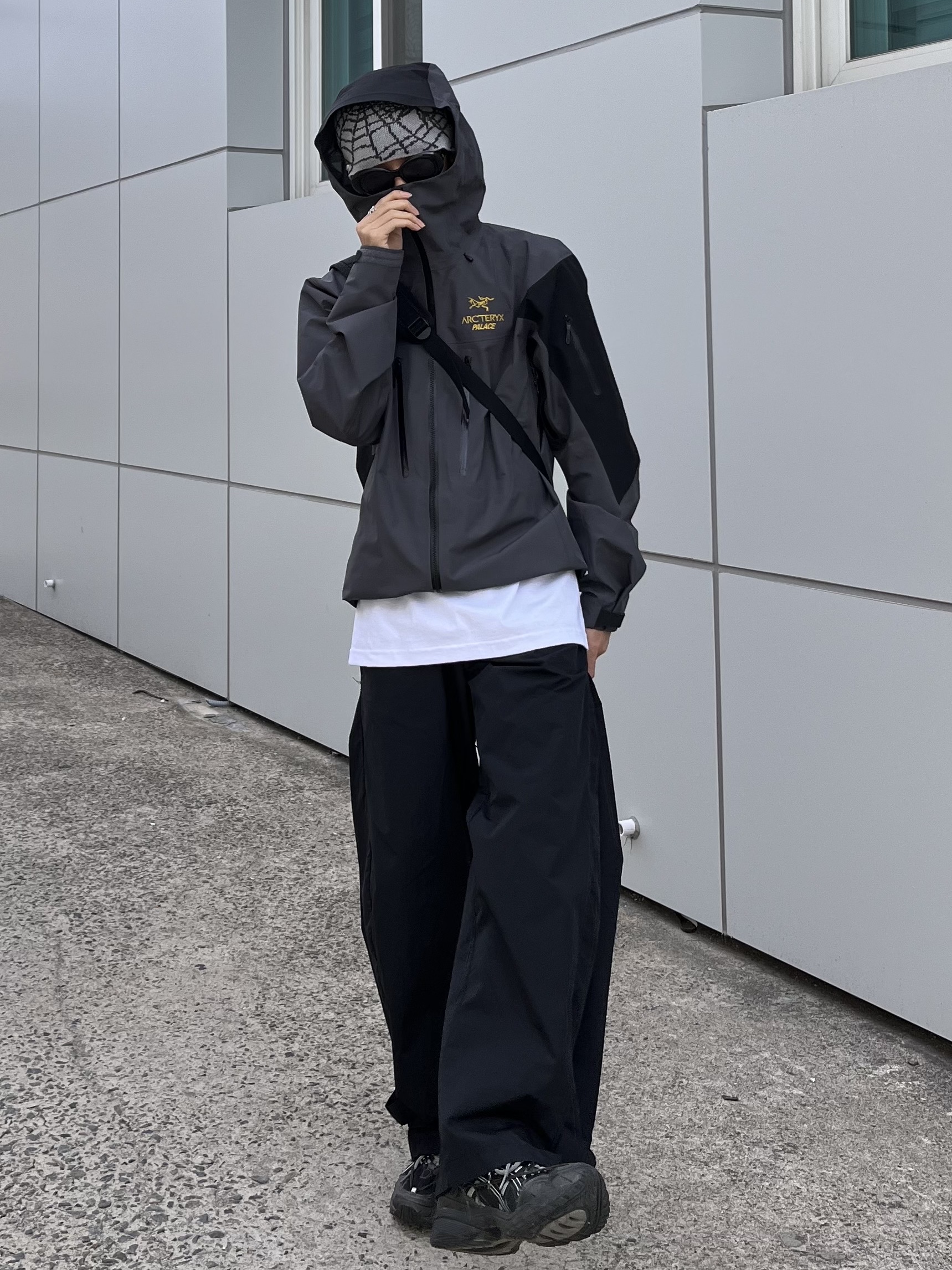 Palace x Arc'teryx Alpha SV Jacket Grey - 20FW, Asics x Andersson Bell Gel-1090 Black Silver 착용 스타일 - 1