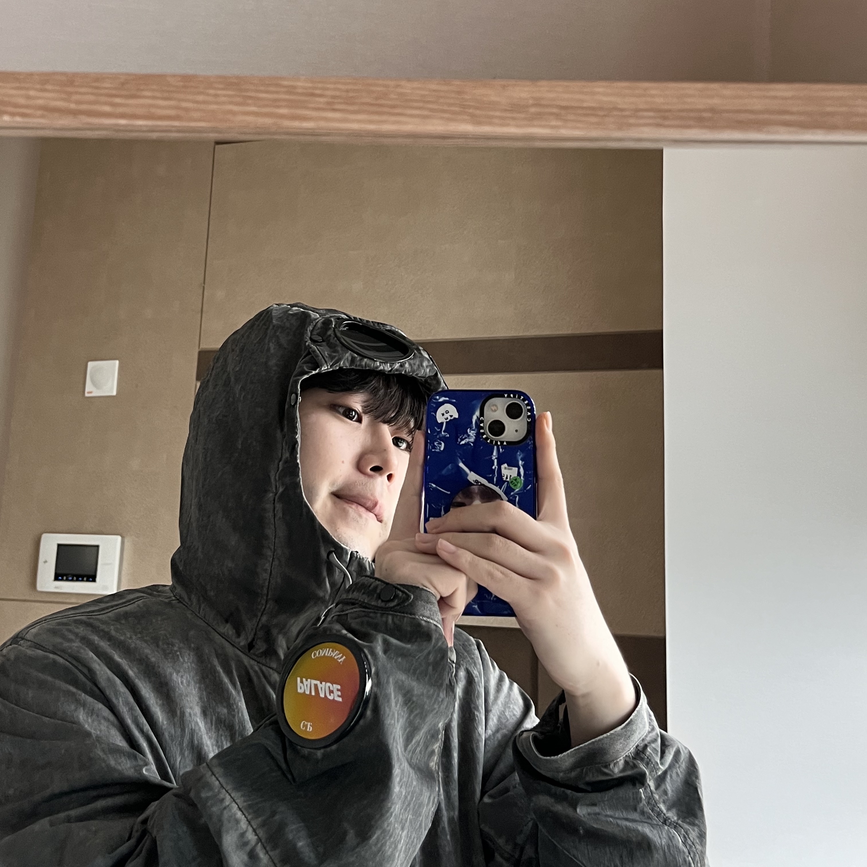 Palace x C.P. Company Shell Goggle Jacket Black - 22FW 착용 스타일 - 2