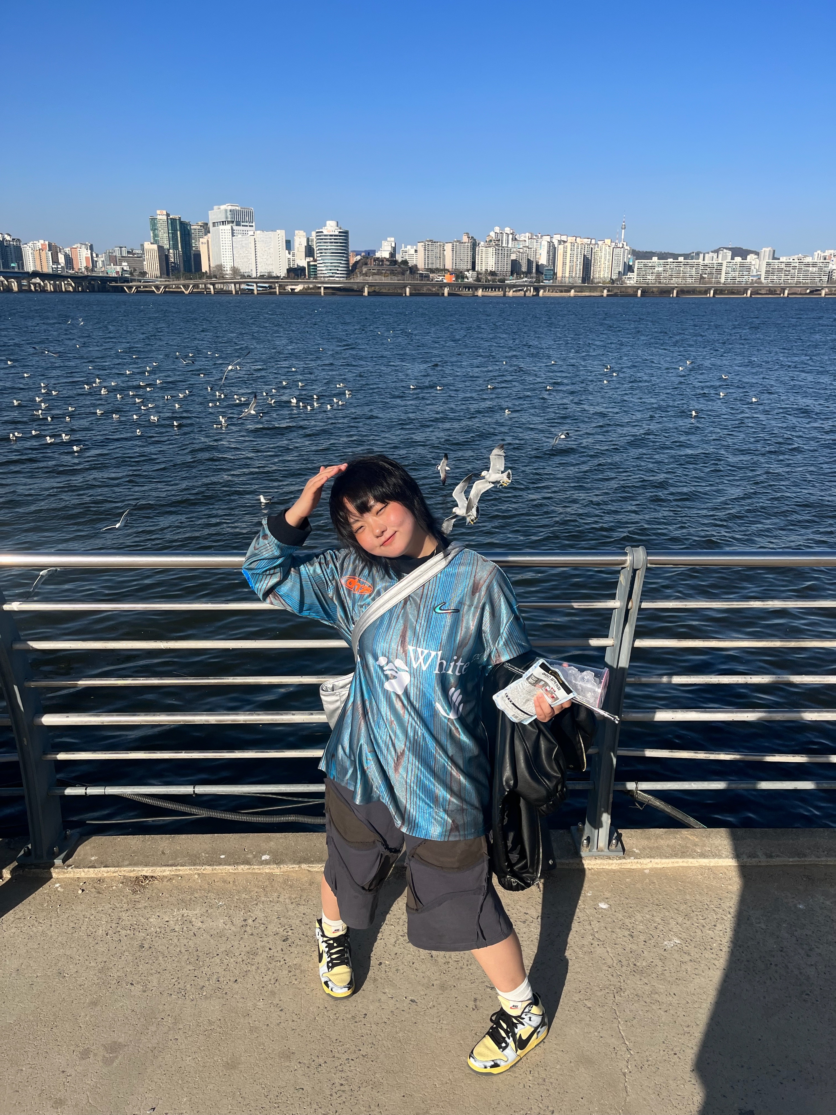 Nike x Off-White NRG Jersey Imperial Blue - US/EU, Nike Dunk High 1985 SP Black Acid Wash 착용 스타일 - 2