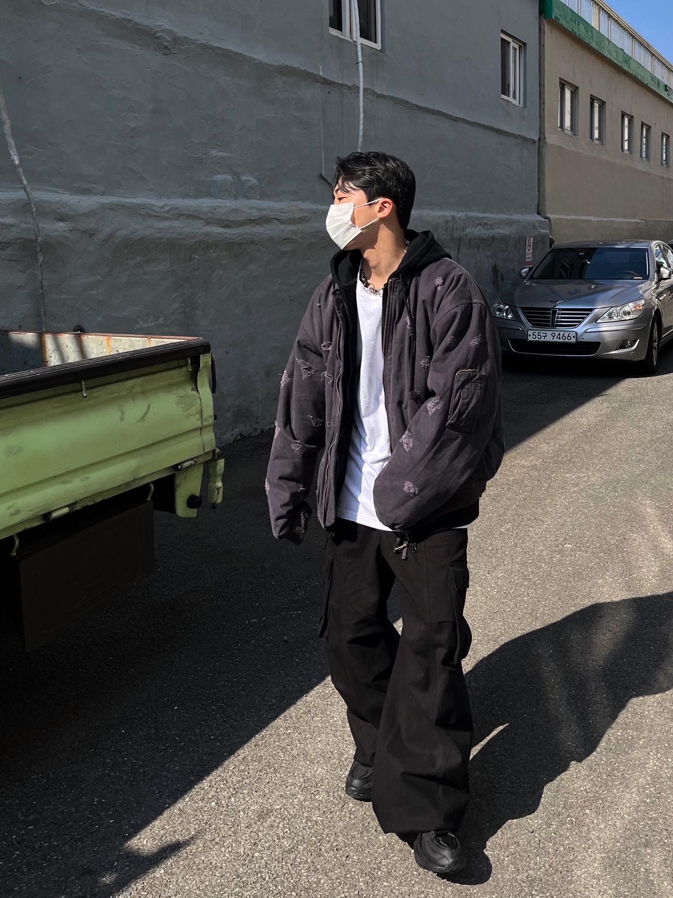 Reebok x Kanghyuk Premier Road Modern Mid Black, Undermycar Dtrange Dead Starange Destroyed Bomber Sparrow - 23SS 착용 스타일