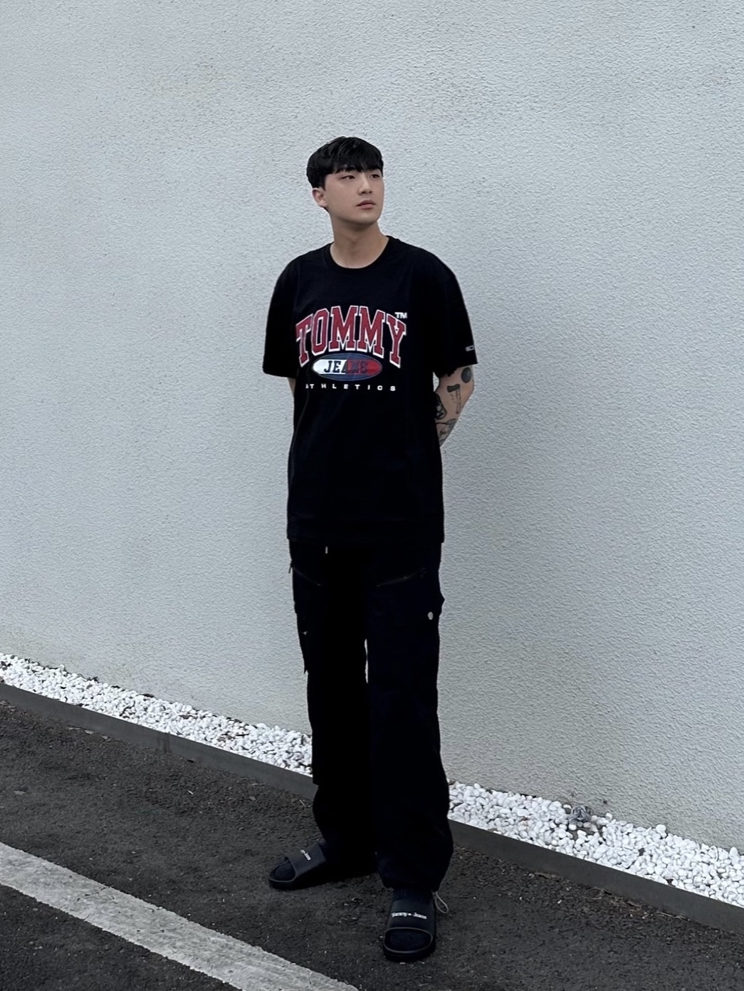 Palace Basically A Sock Black 착용 스타일 - 1