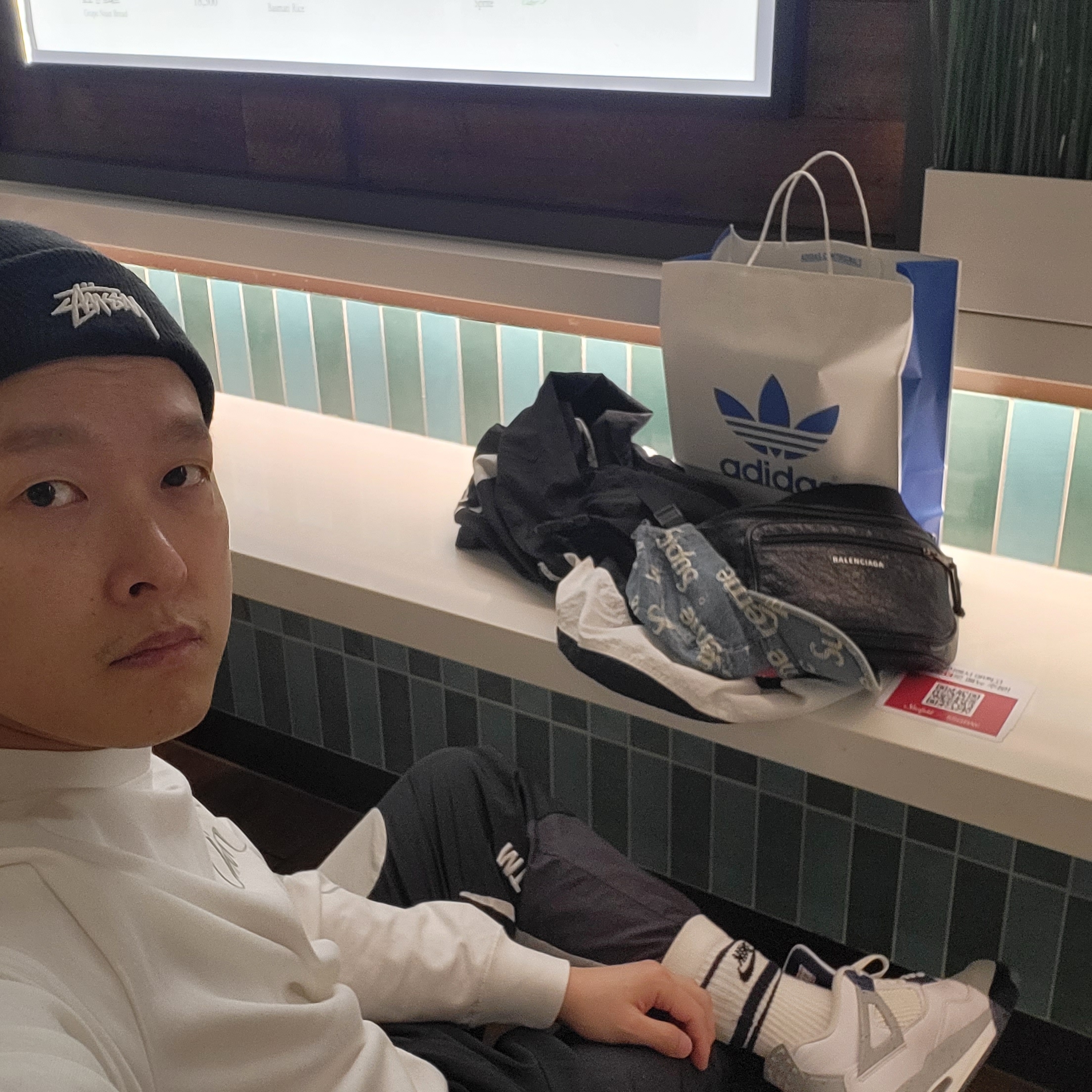 Jordan 4 Retro Midnight Navy, Supreme Frayed Logos Denim Camp Cap Blue - 21SS 착용 스타일 - 3