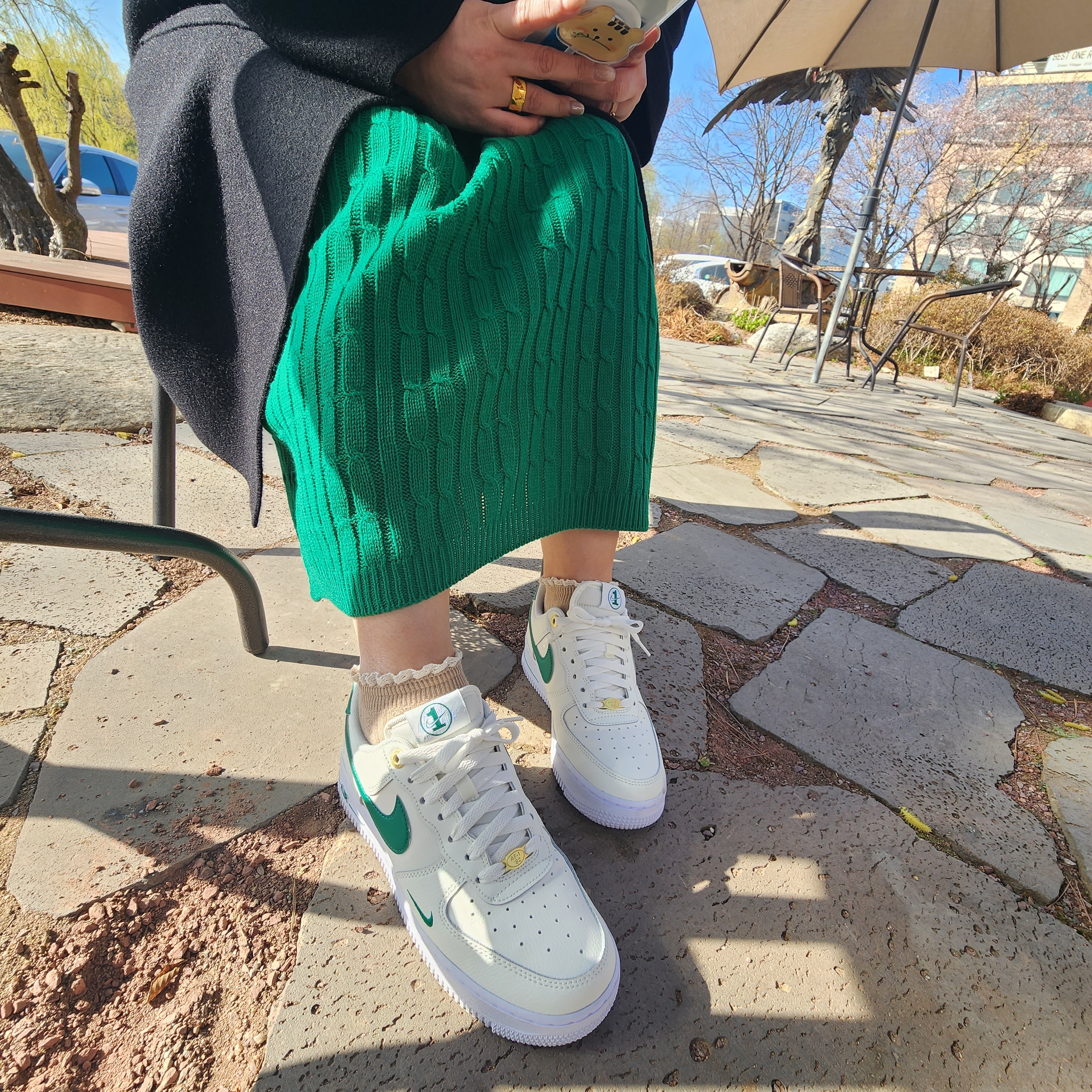 Nike Air Force 1 '07 LV8 40th Anniversary Join Forces Sail Malachite 착용 스타일 - 2