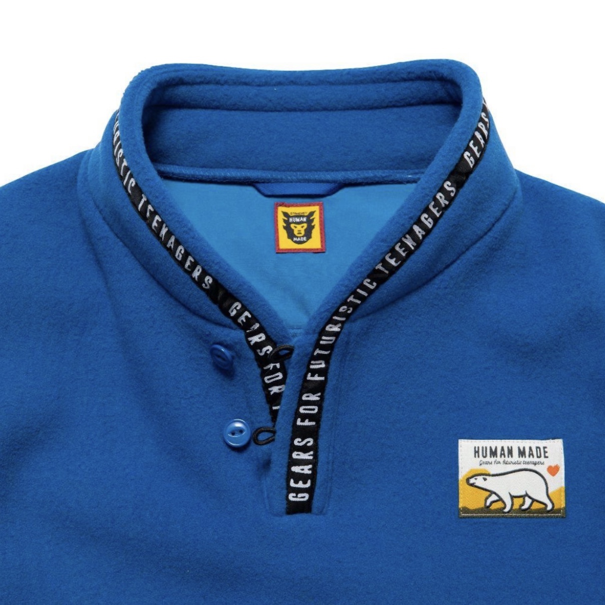 Human Made Fleece Stand Collar Pullover Blue 착용 스타일