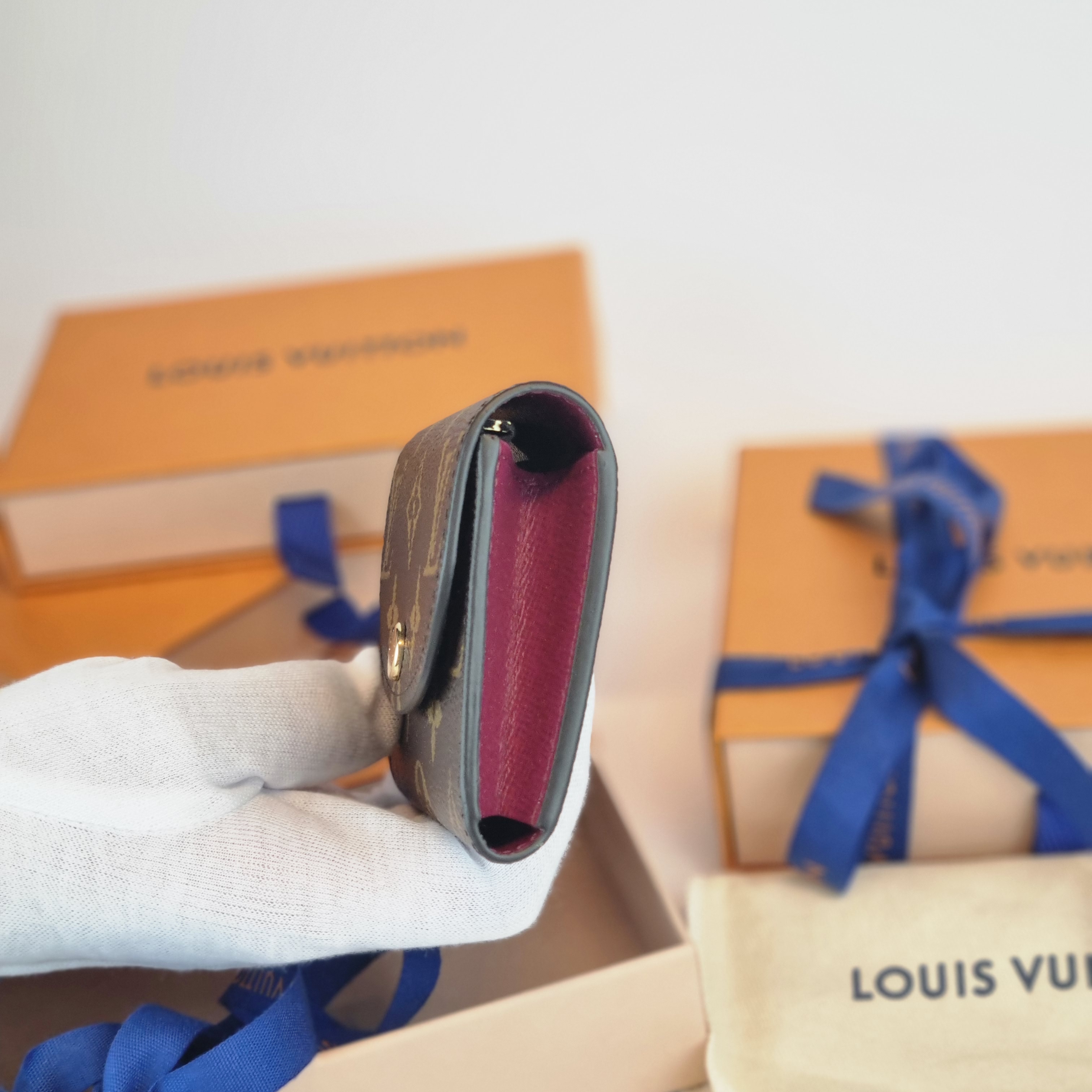 Louis Vuitton Rosalie Coin Purse Monogram Fuchsia 착용 스타일 - 2