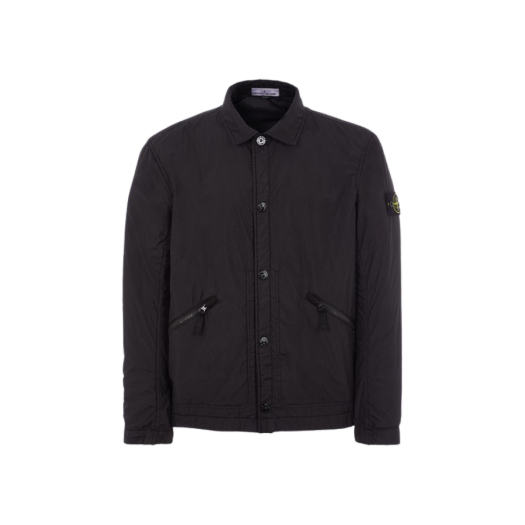 스톤 아일랜드 가먼트 다이 크링클랩스 폴라텍 나일론 셔츠 자켓 블랙 - 23SS