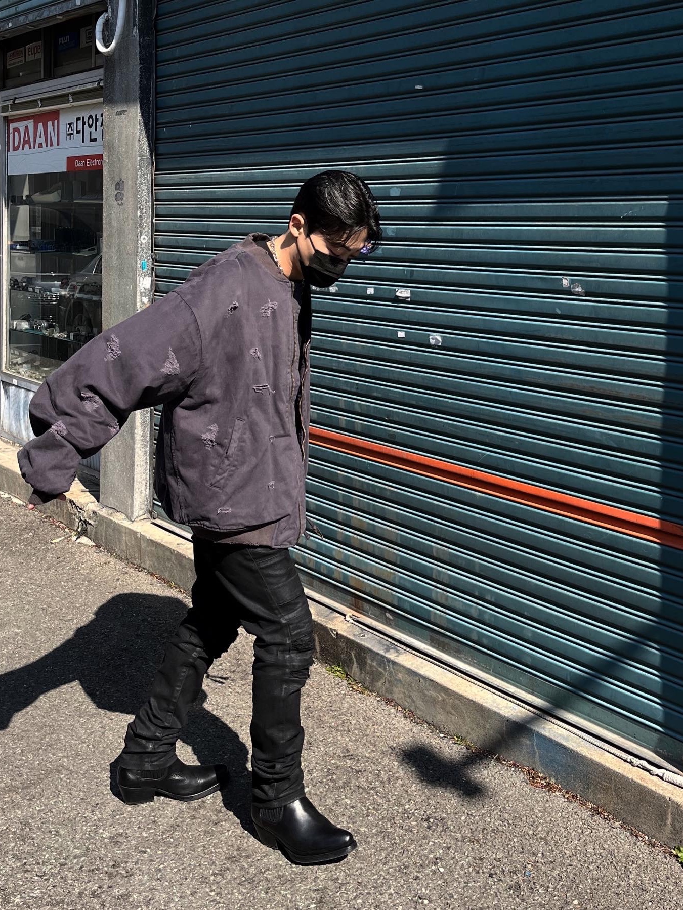 Our Legacy Cuban Boot Black, Undermycar Dtrange Dead Starange Destroyed Bomber Sparrow - 23SS 착용 스타일