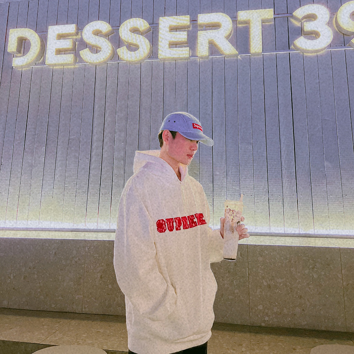 Supreme Denim Camp Cap Washed Blue - 22FW 착용 스타일