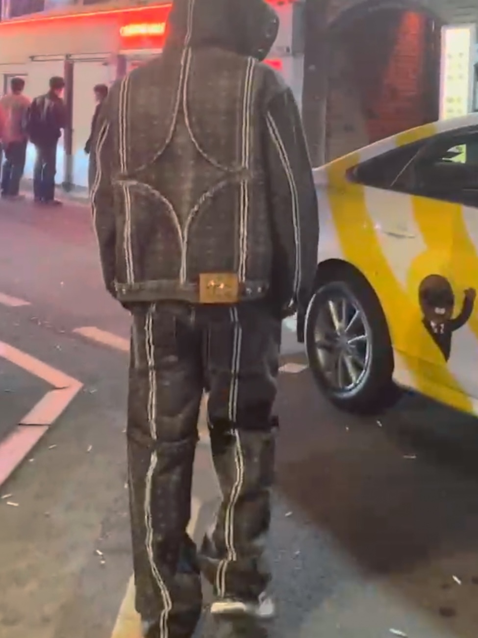 Thug Club x MCM Bullet Denim Jacket Black, Thug Club x MCM Zip Denim Pants Black 착용 스타일