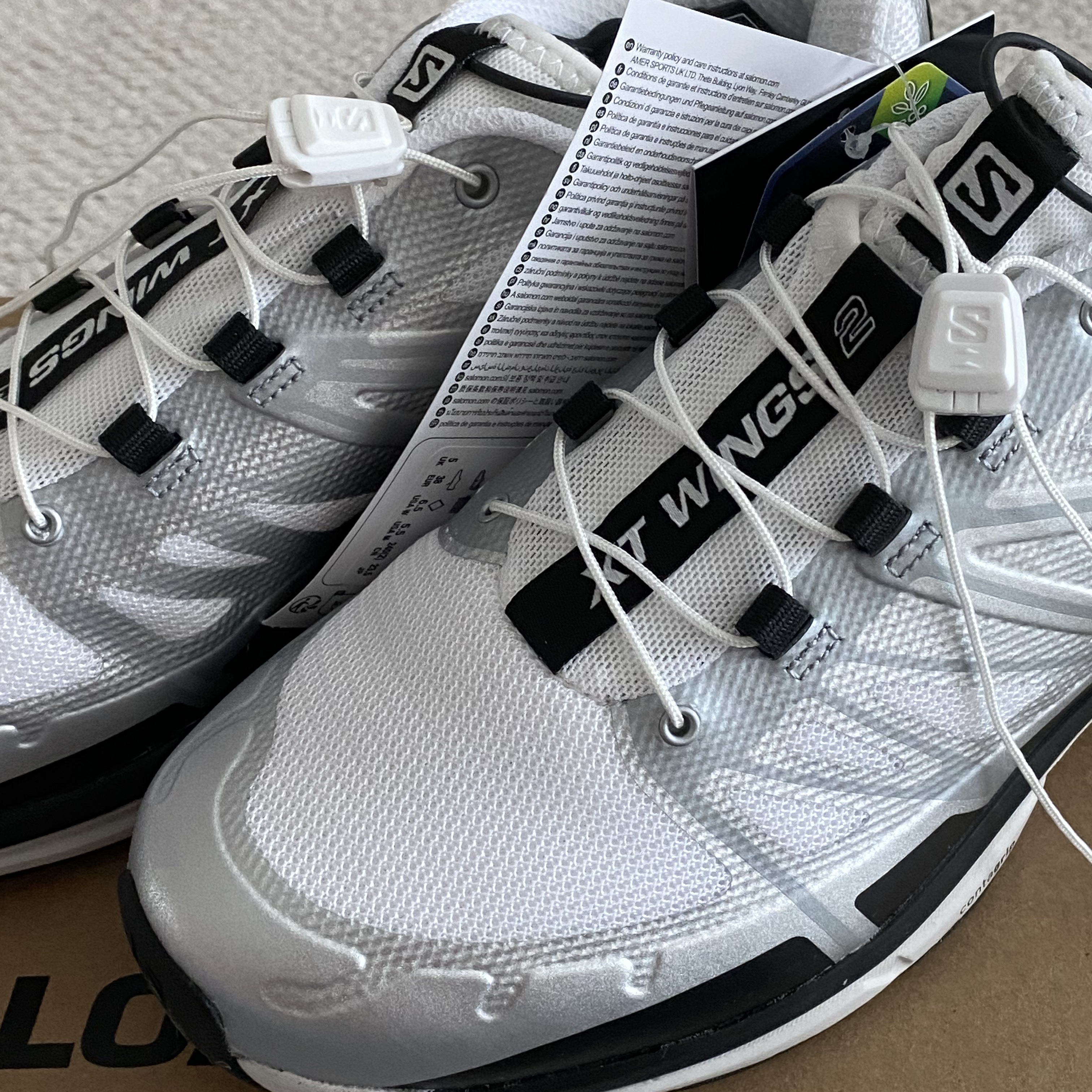 Salomon XT-Wings 2 White Silver Metallic 착용 스타일 - 2