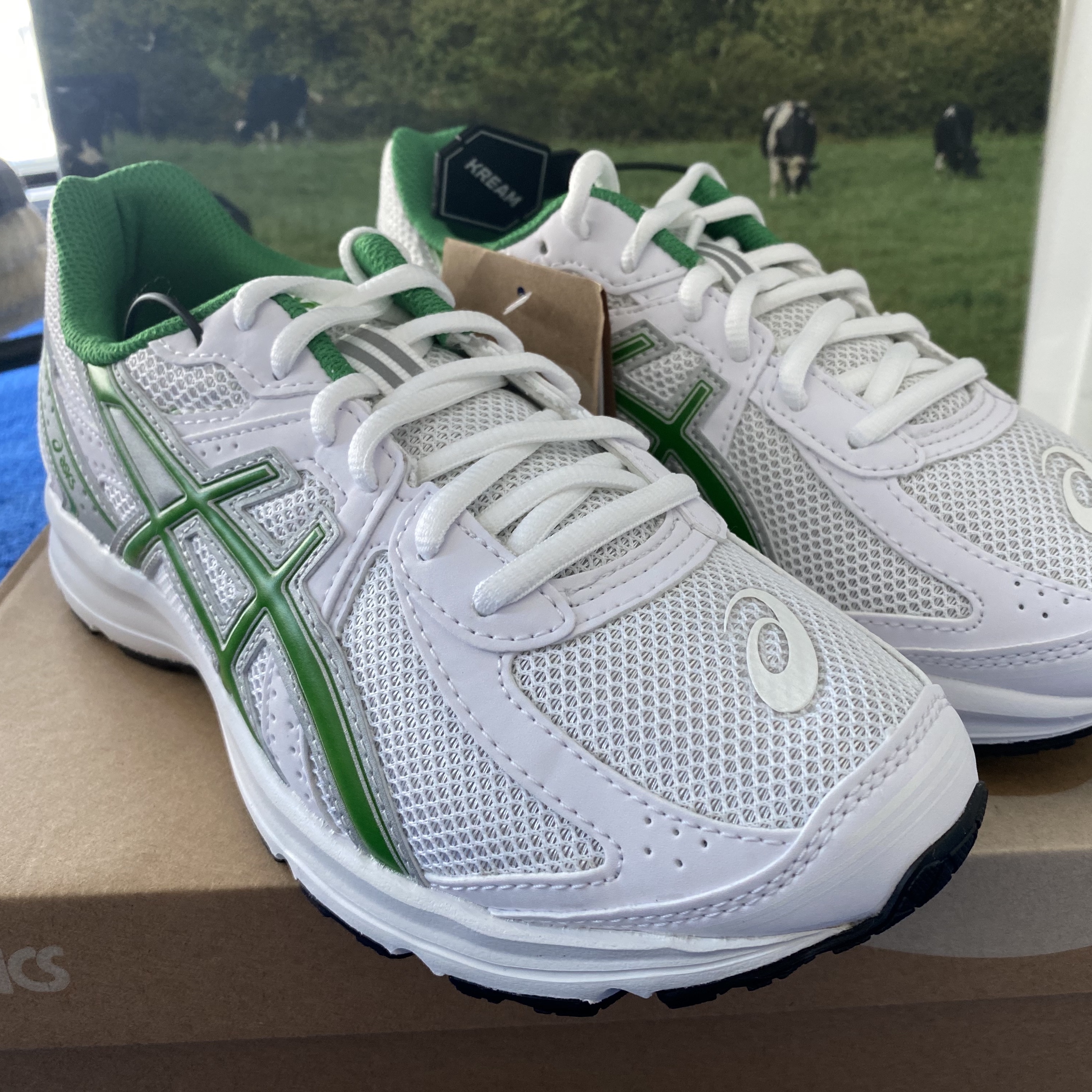 Asics Jog 100 S White Green - 2E Wide 착용 스타일 - 2