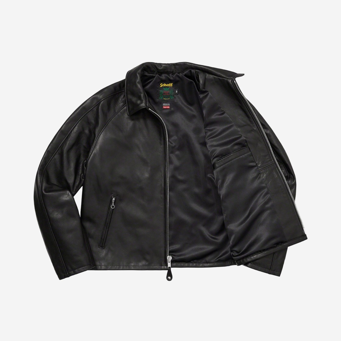 Supreme x Schott Leather Racer Jacket Black - 23SS 상세 이미지 3