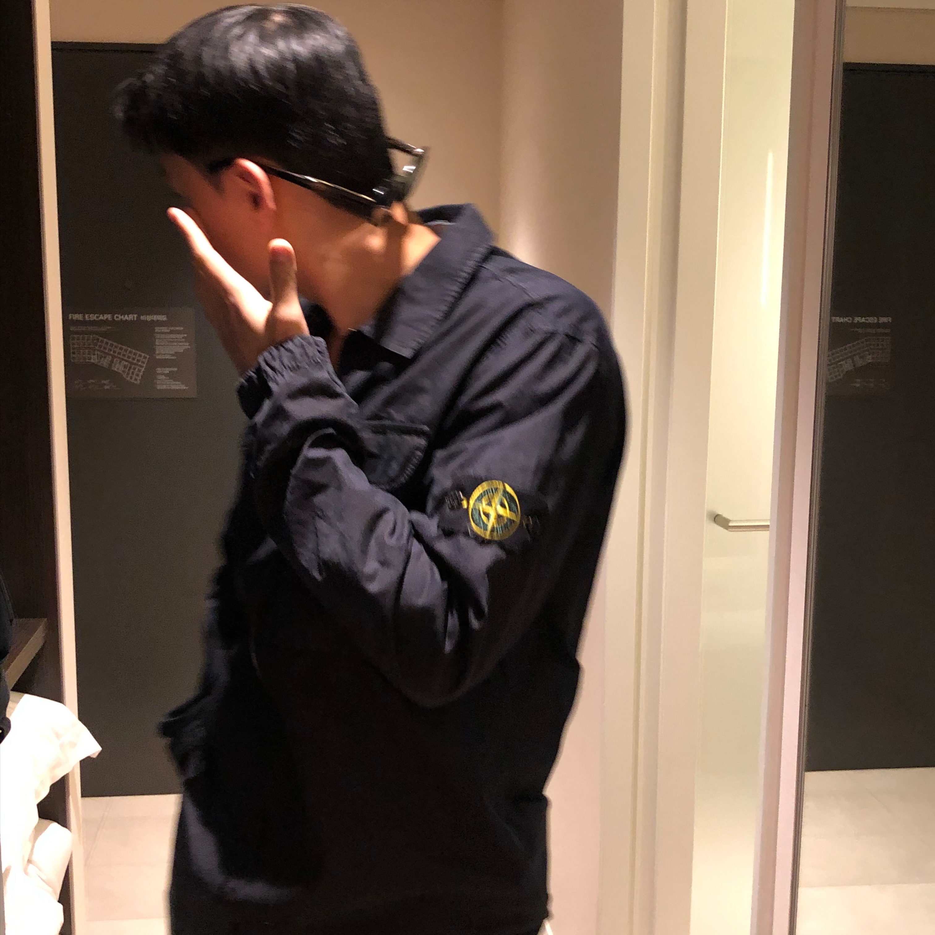 Stone Island 101WN Brushed Cotton Canvas T.CO+OLD Overshirt Navy Blue - 22FW 착용 스타일