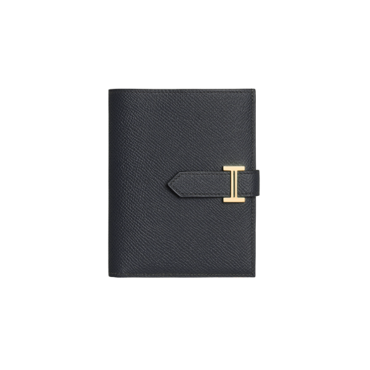 에르메스 베안 컴팩트 지갑 앱송 & 골드 하드웨어 블루 인디고
